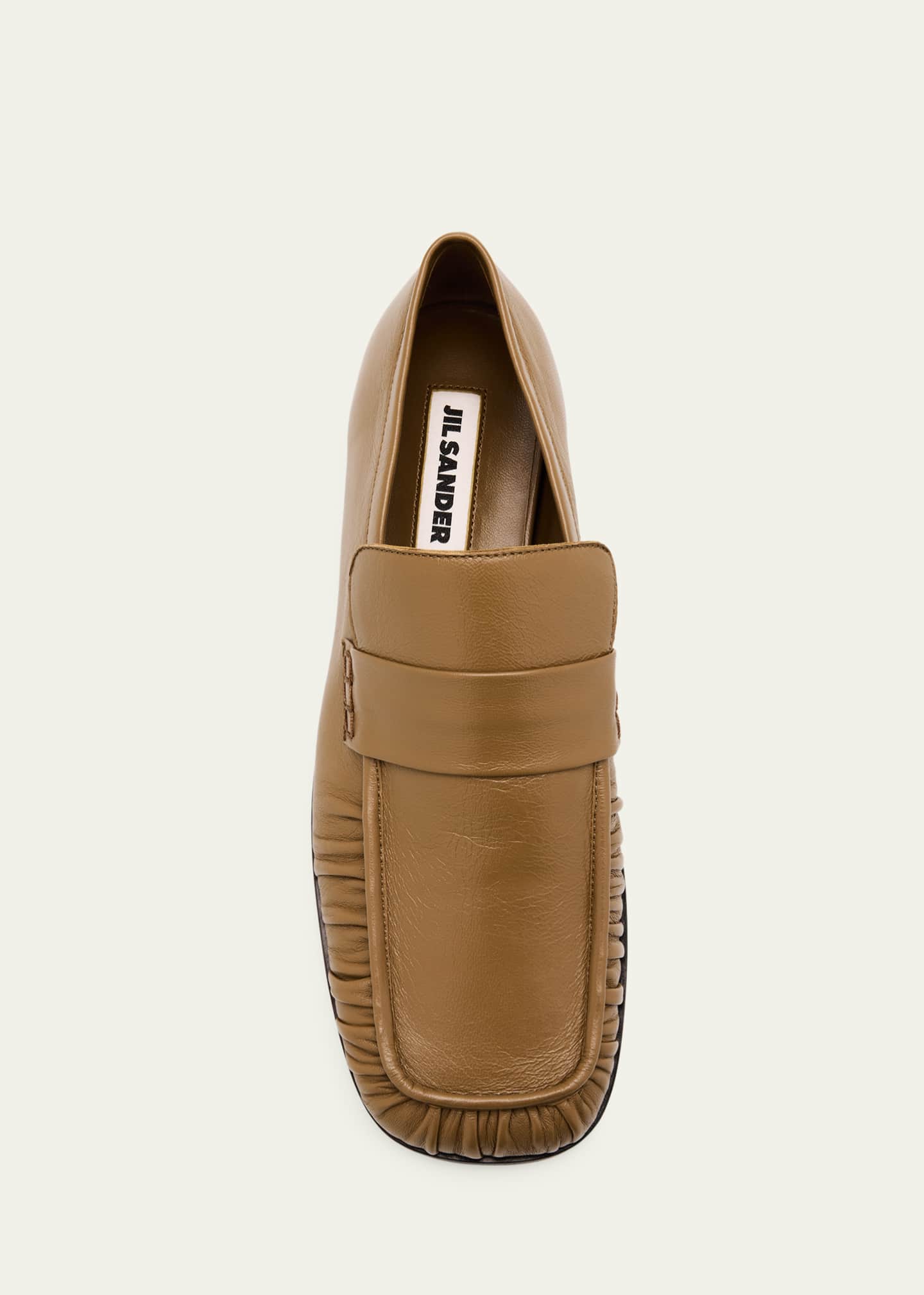 Jil Sander Wrinkled Leather Square-Toe Loafers - Bergdorf Goodman