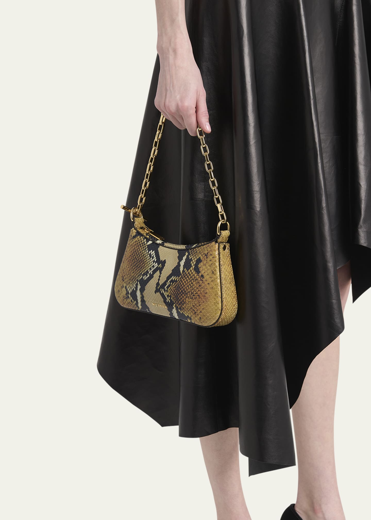 McQueen T-Bar Python-Embossed Leather Mini Pouch Bag Image 2 of 6