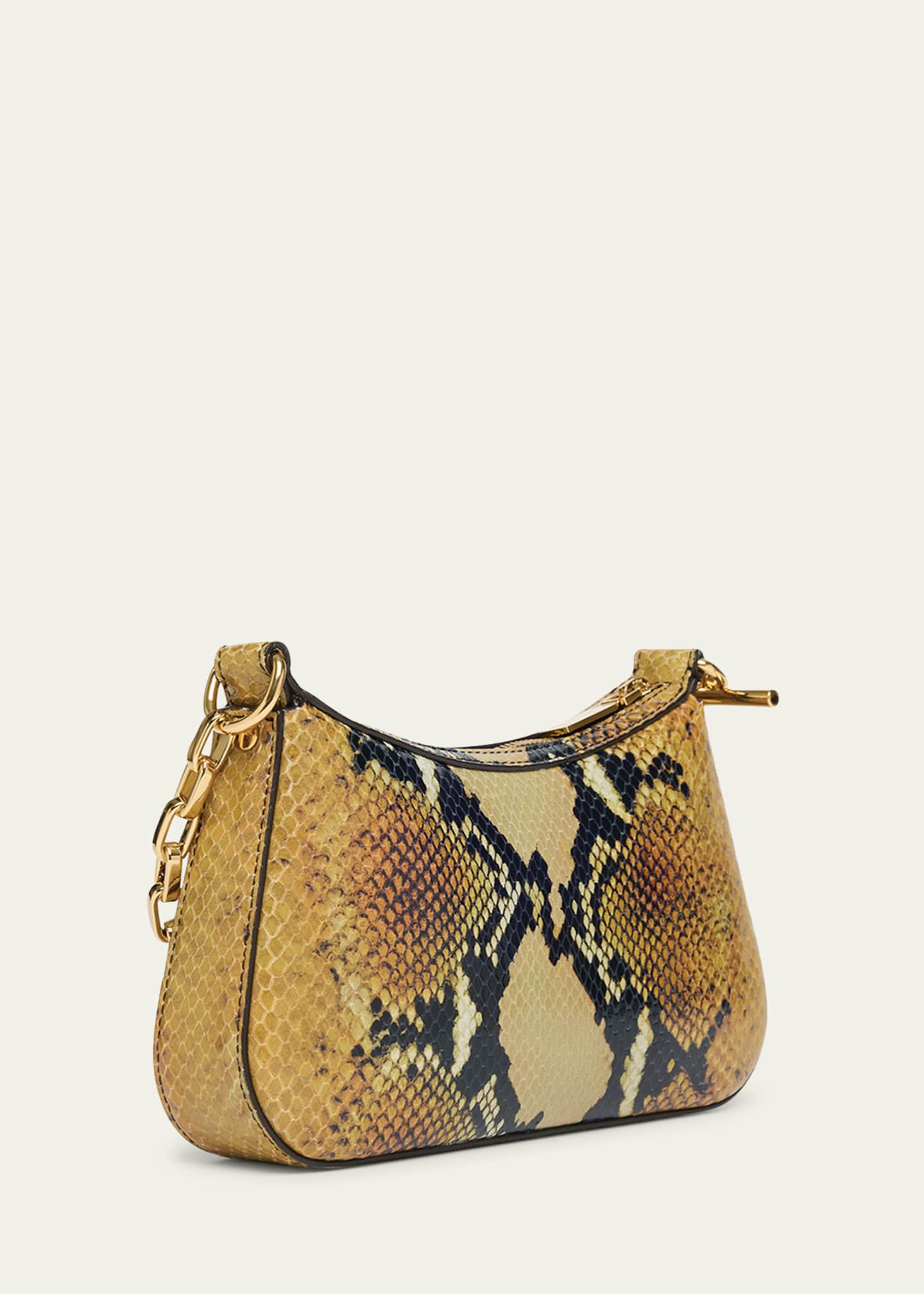 McQueen T-Bar Python-Embossed Leather Mini Pouch Bag Image 3 of 6