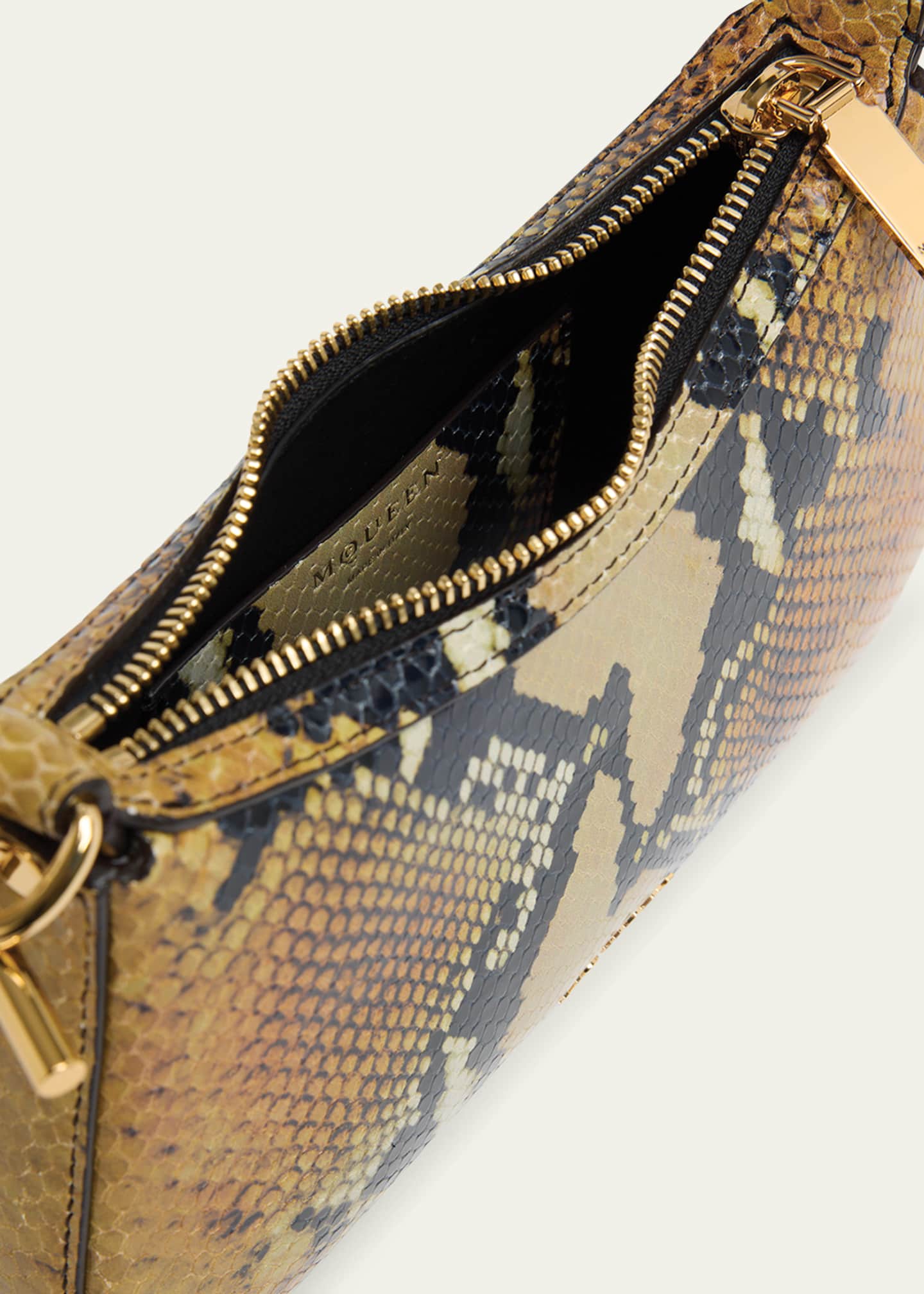 McQueen T-Bar Python-Embossed Leather Mini Pouch Bag Image 4 of 6