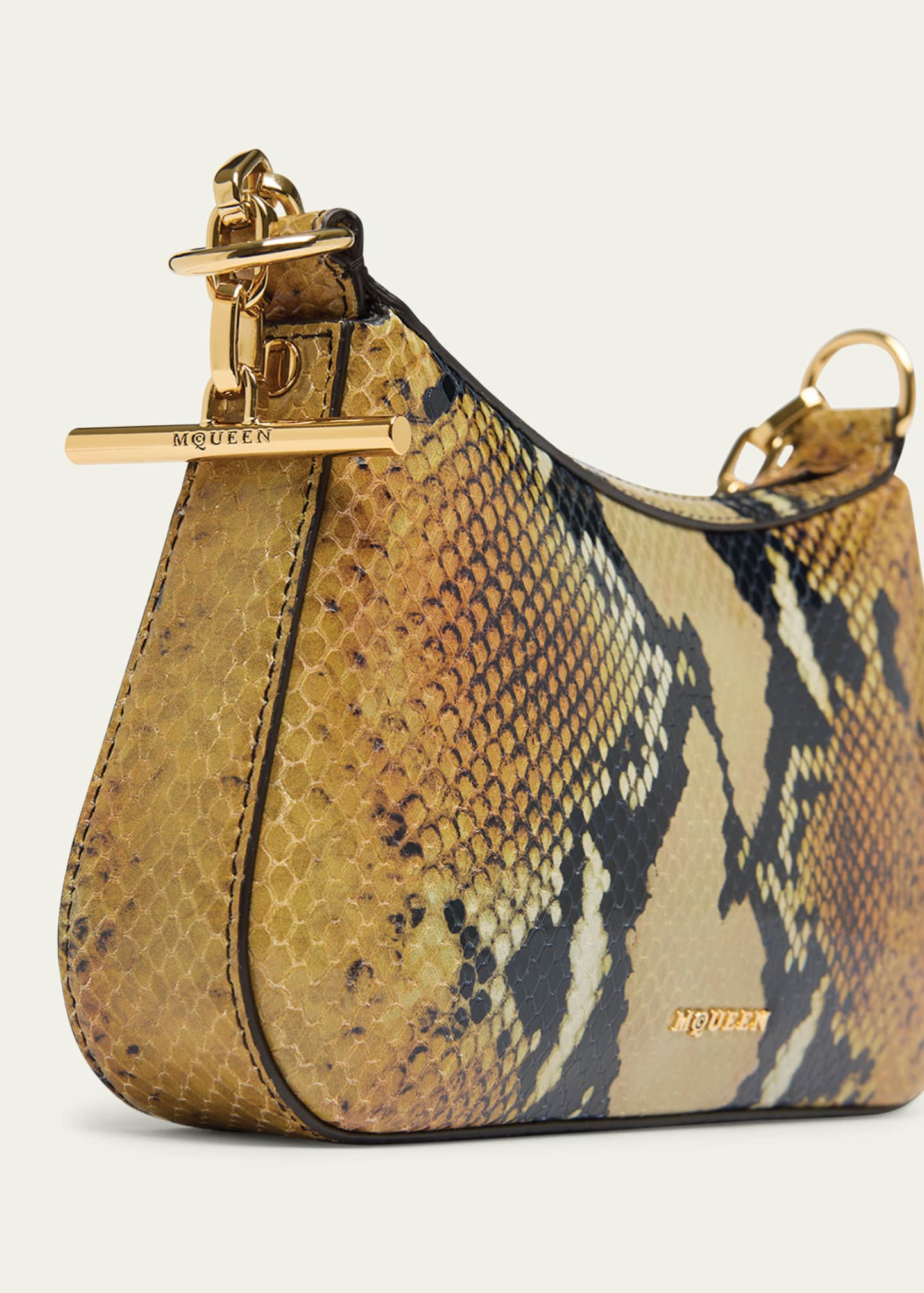 McQueen T-Bar Python-Embossed Leather Mini Pouch Bag Image 6 of 6