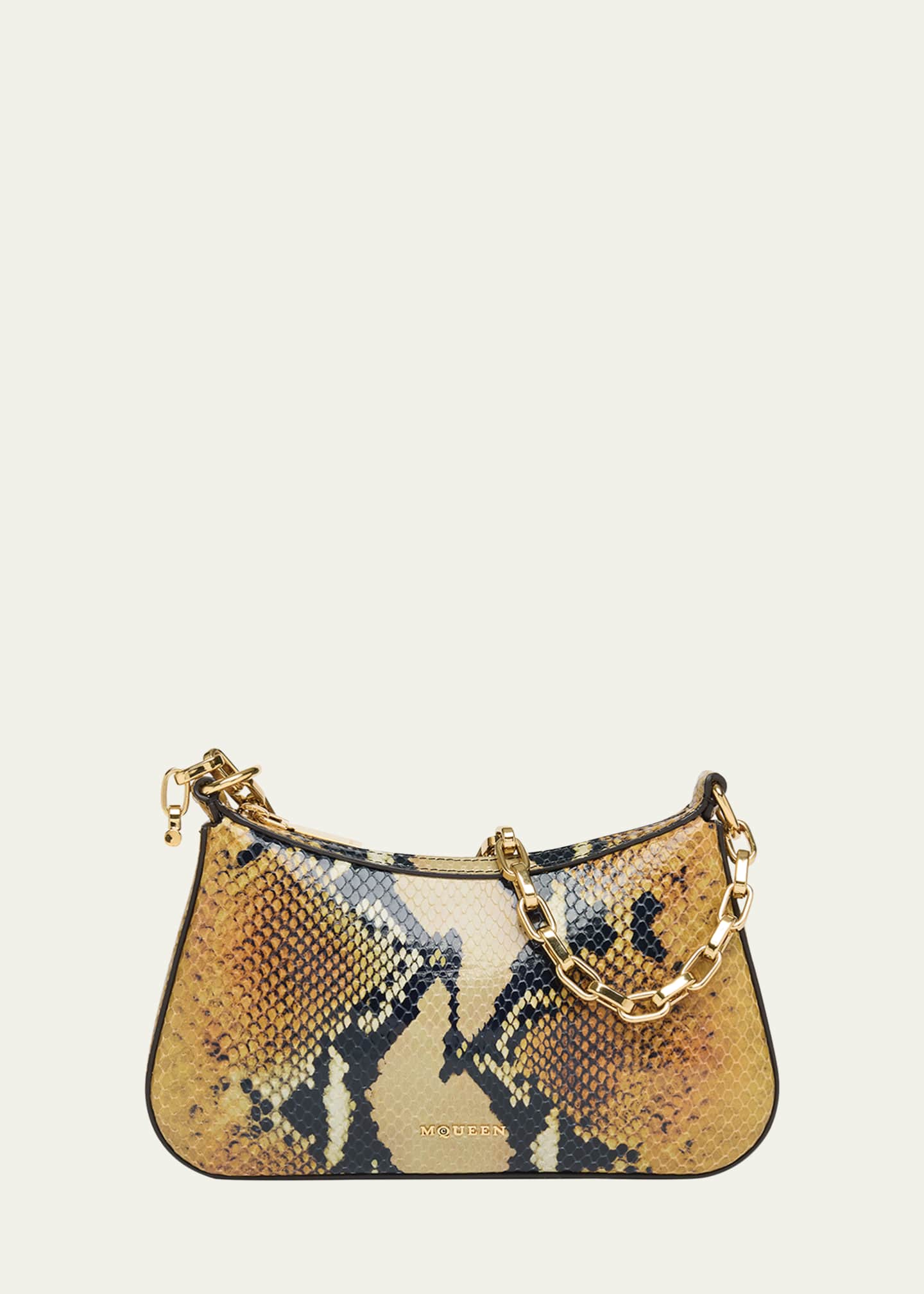 McQueen T-Bar Python-Embossed Leather Mini Pouch Bag Image 1 of 6