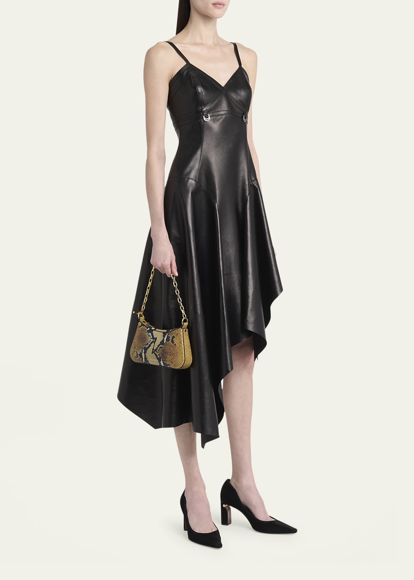 McQueen T-Bar Python-Embossed Leather Mini Pouch Bag Image 5 of 6