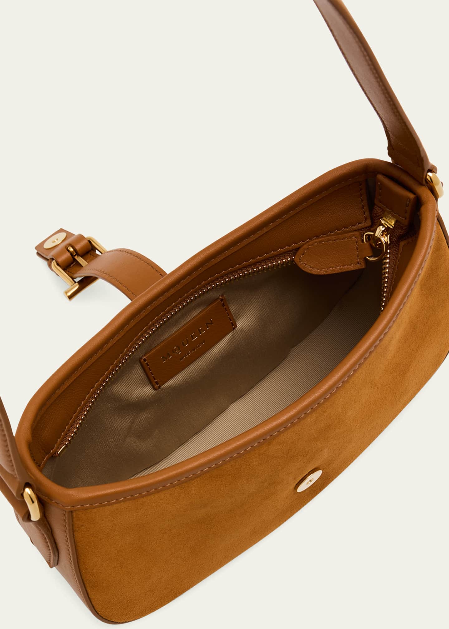 McQueen T-Bar Mini Suede Shoulder Bag Image 4 of 6