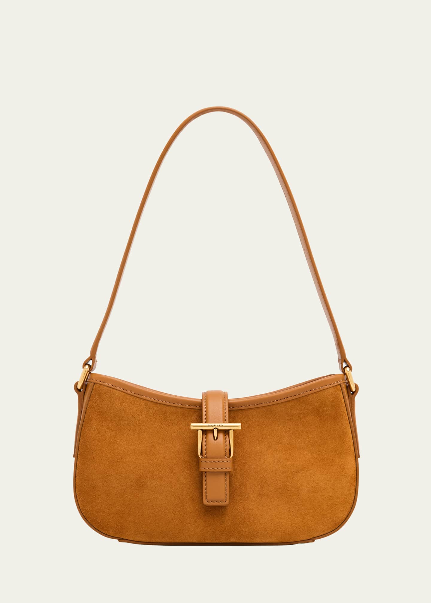 McQueen T-Bar Mini Suede Shoulder Bag Image 1 of 6