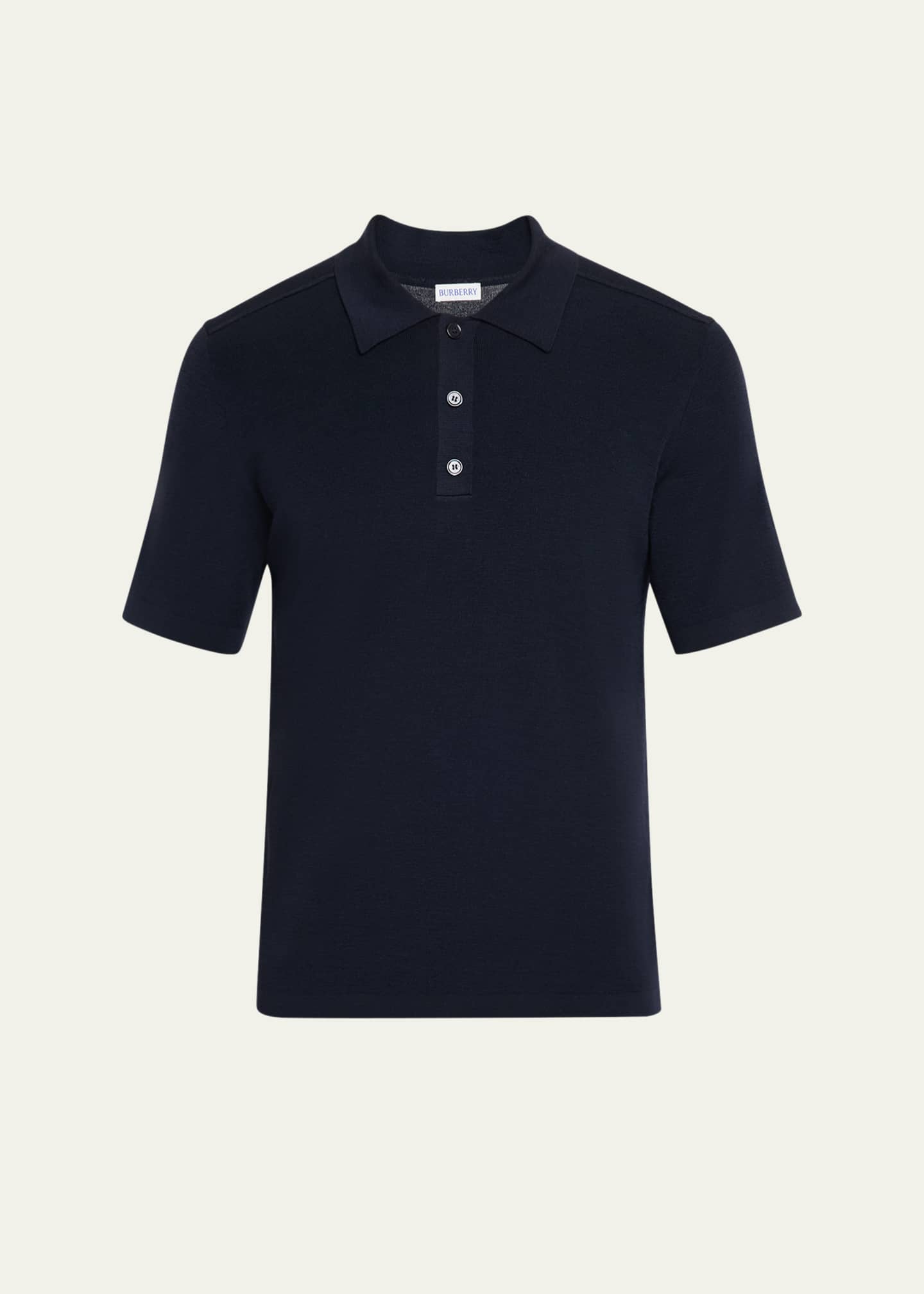 Burberry Men's Wool Knit Check-Placket Polo Shirt Image 1 of 5