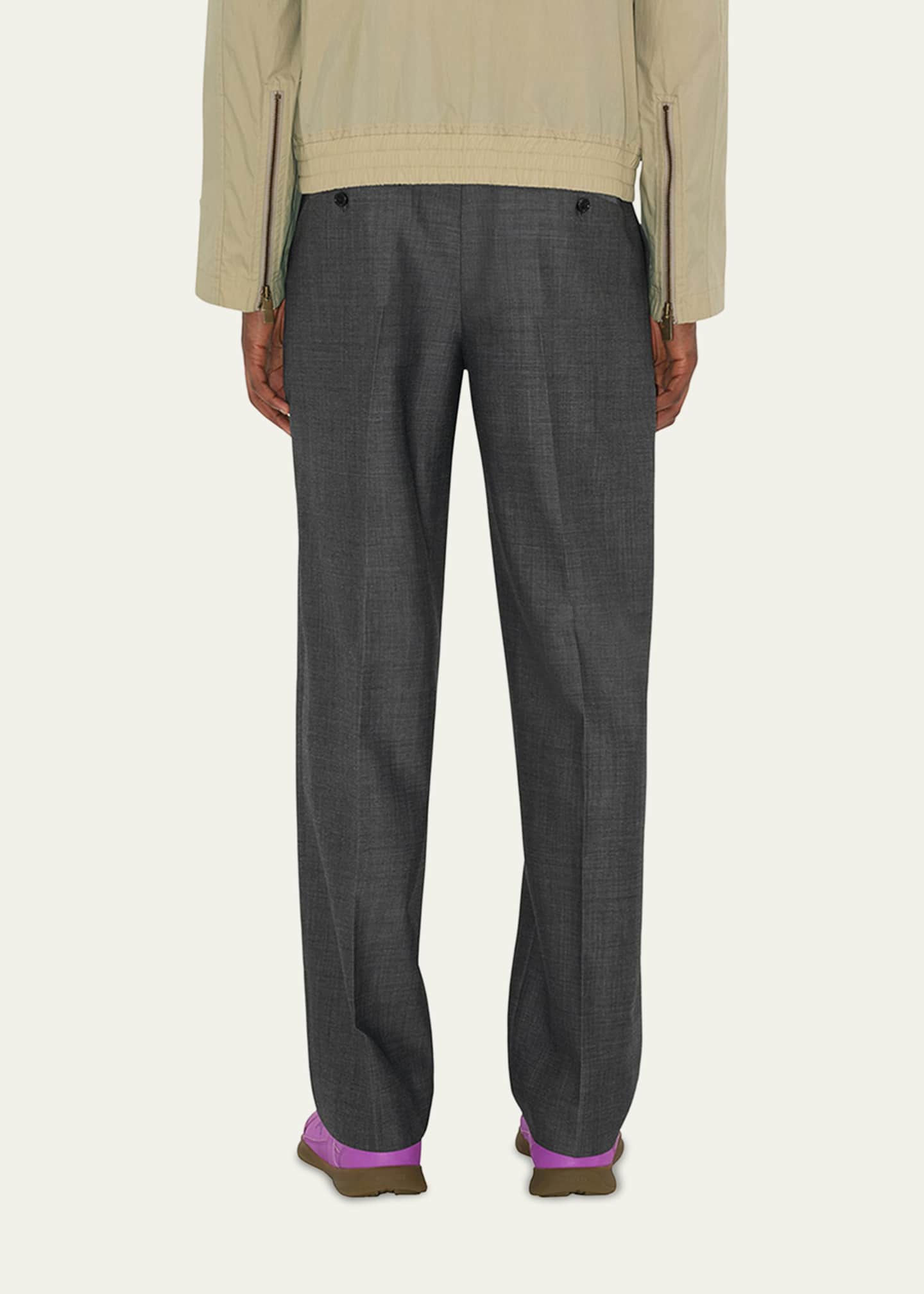 Burberry Men's Wool Double Pleated Trousers Image 3 of 5