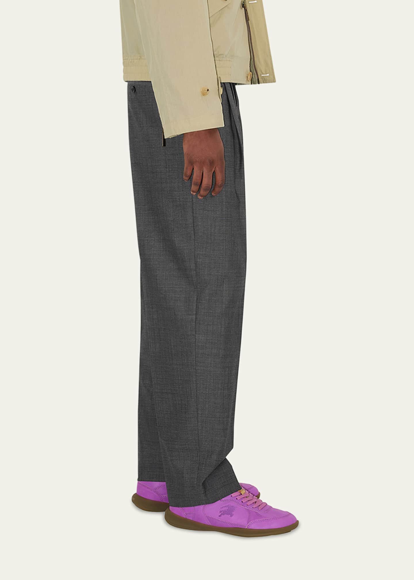 Burberry Men's Wool Double Pleated Trousers Image 4 of 5