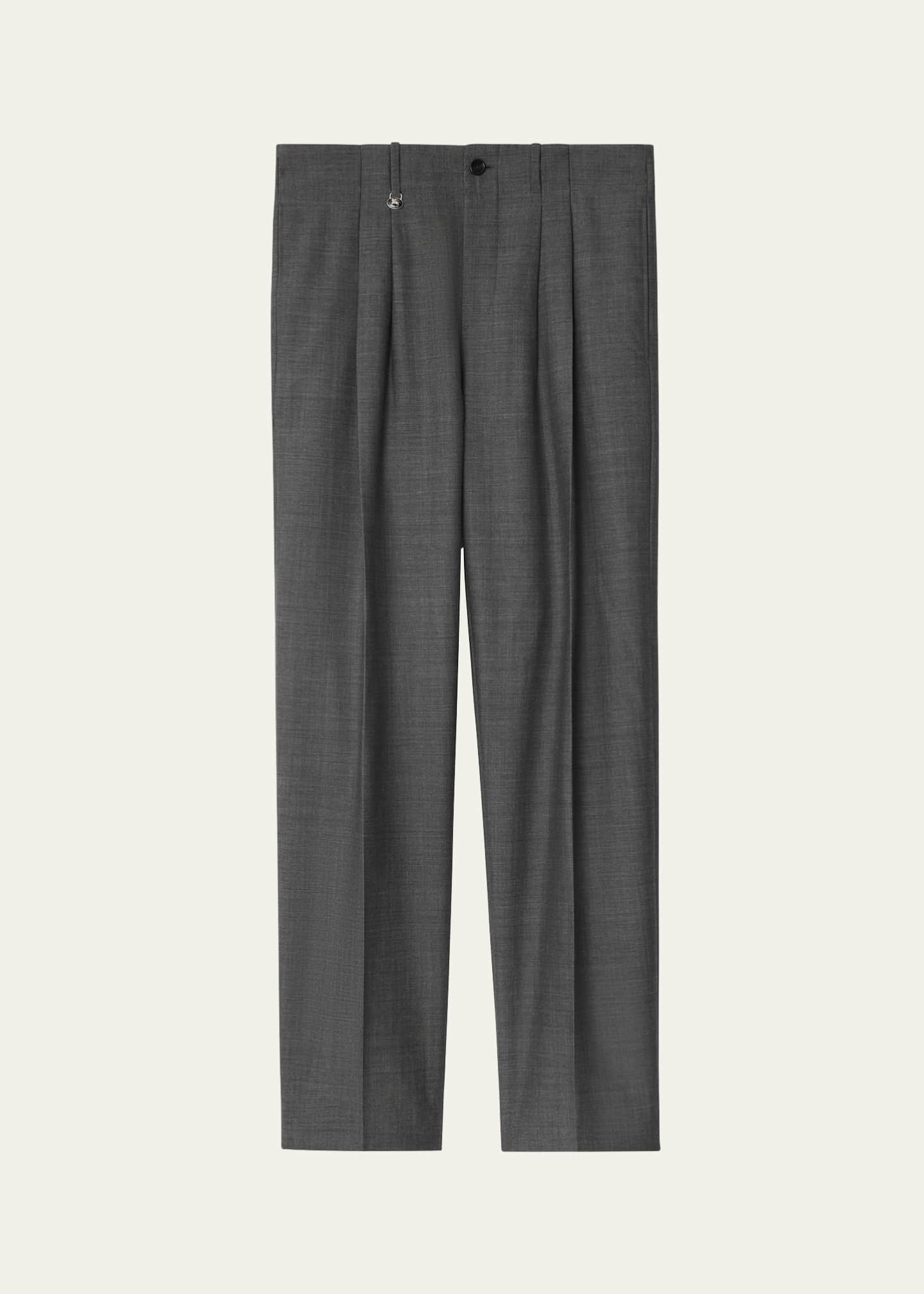 Burberry Men's Wool Double Pleated Trousers Image 1 of 5