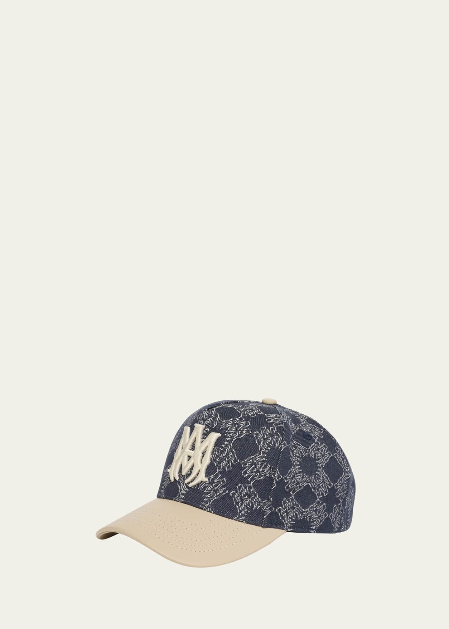 Amiri Men's Denim MA Quad Baseball Cap with Leather Bill Image 1 of 2