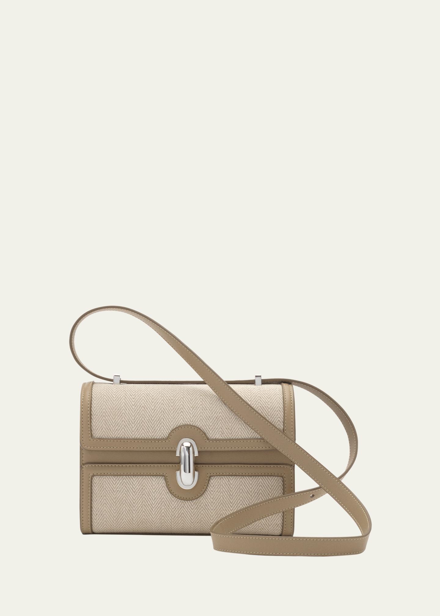 Savette Symmetry 19 Herringbone Linen & Leather Crossbody Bag ...