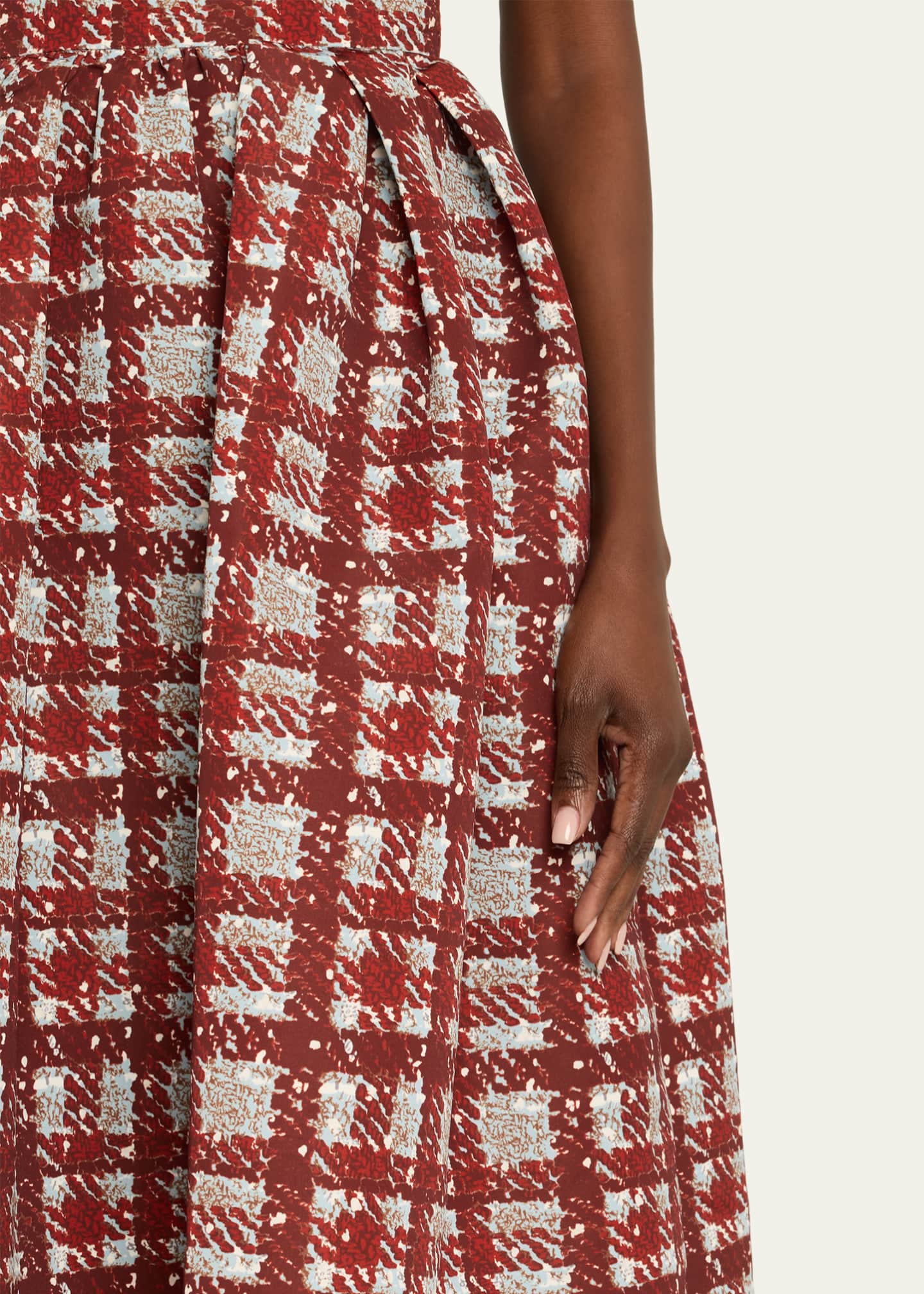 Oscar de la Renta Textured Plaid-Print Pleated Midi Circle Skirt Image 5 of 5