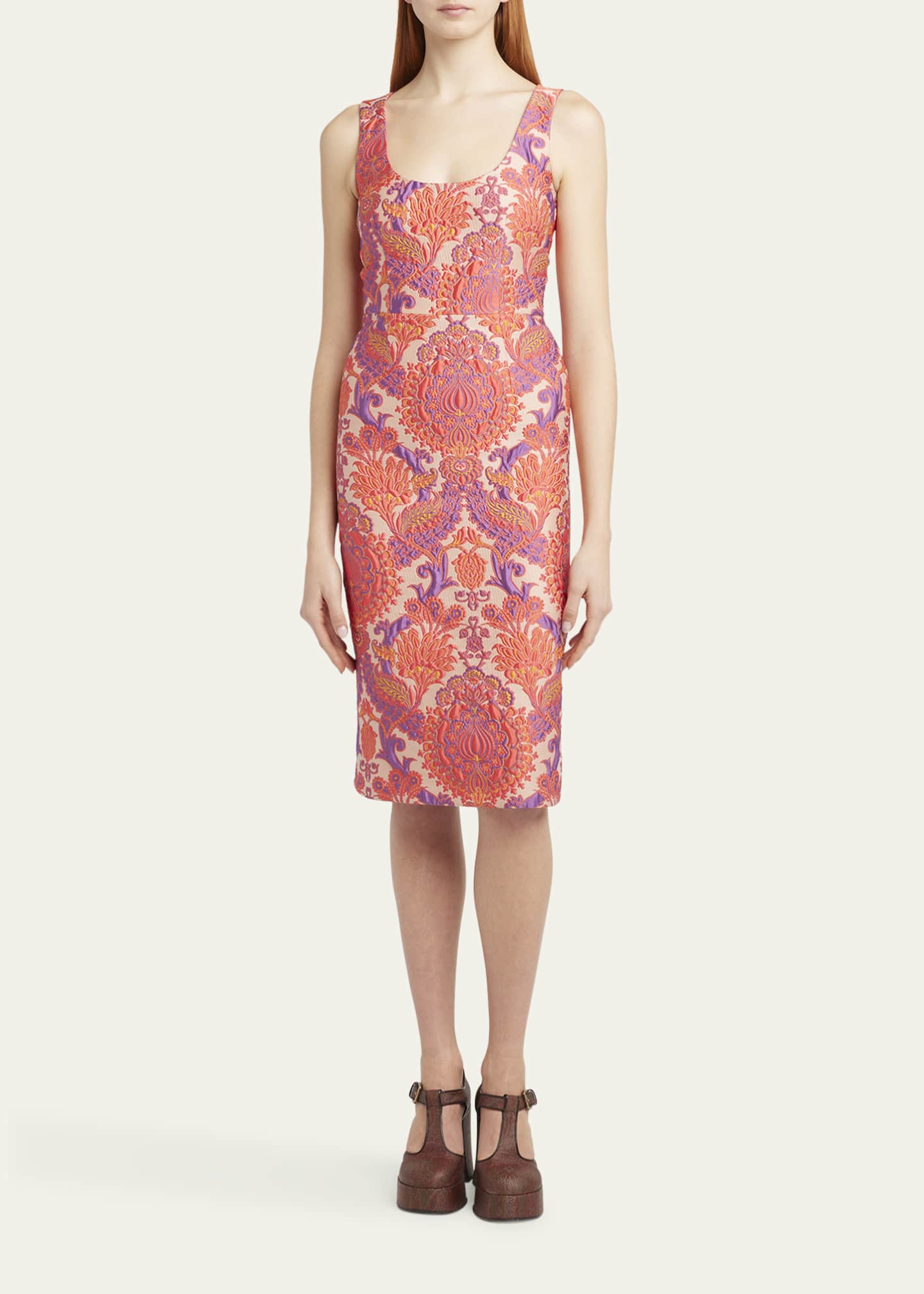 Sleeveless Brocade Sheath Dress