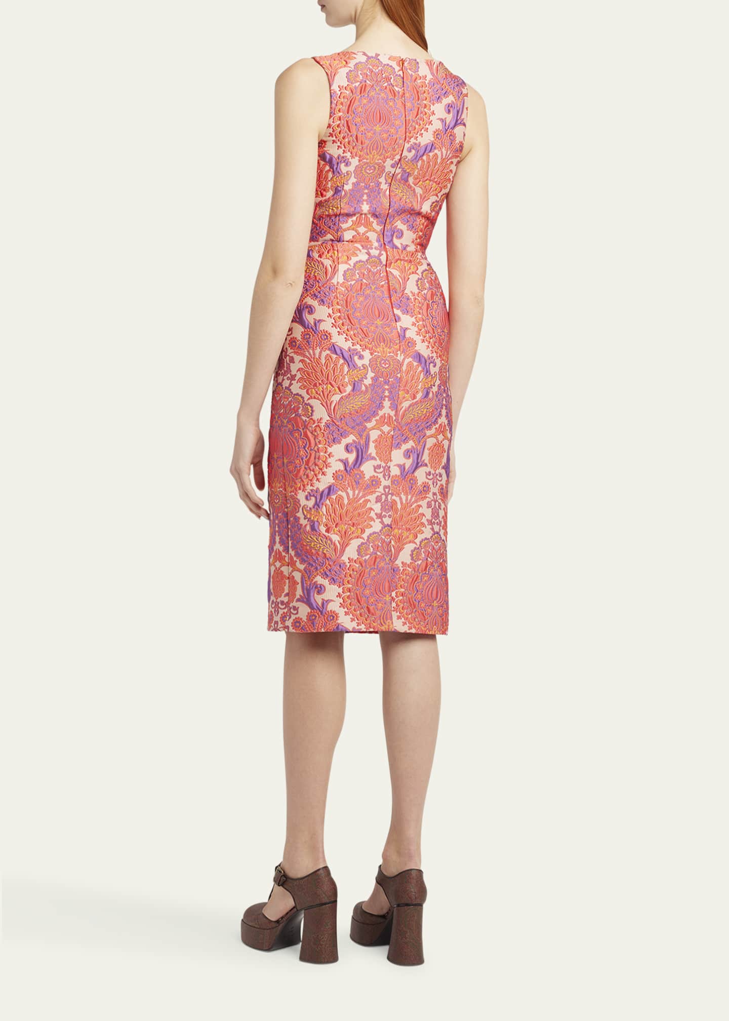 Sleeveless Brocade Sheath Dress