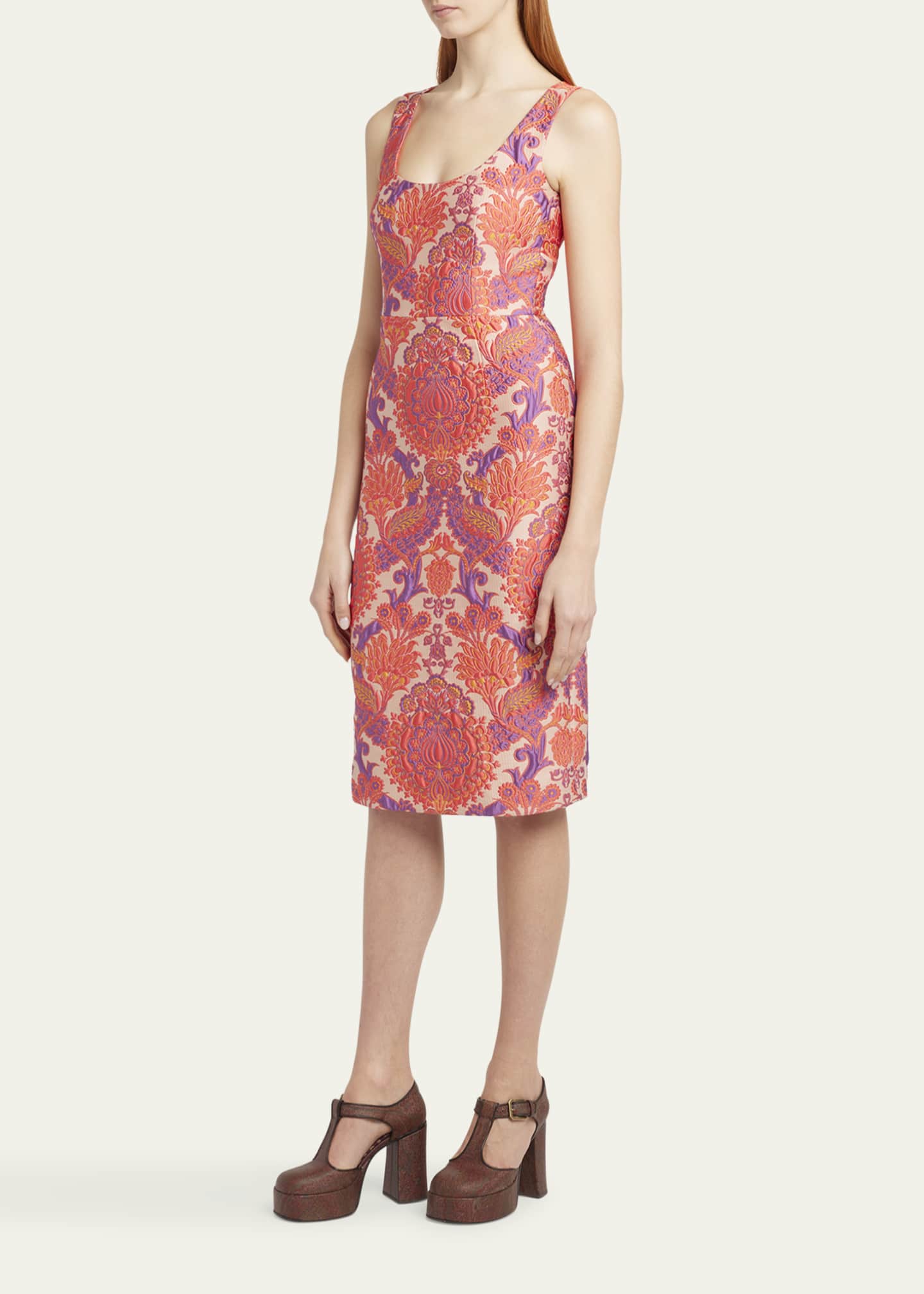 Sleeveless Brocade Sheath Dress