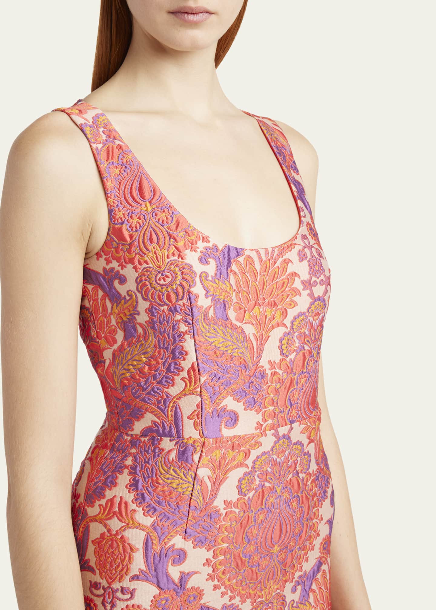 Sleeveless Brocade Sheath Dress