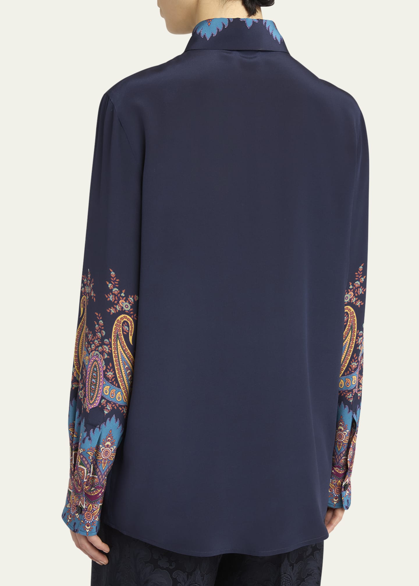 Etro Long-Sleeve Printed Silk Shirt Image 3 of 5