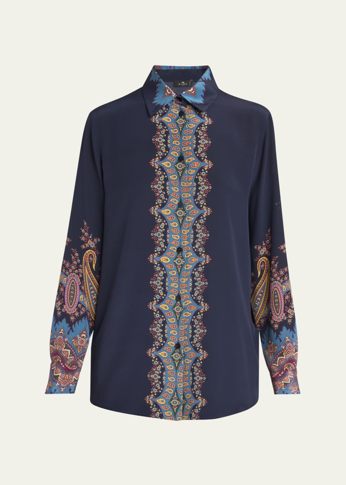 Etro Long-Sleeve Printed Silk Shirt Image 1 of 5