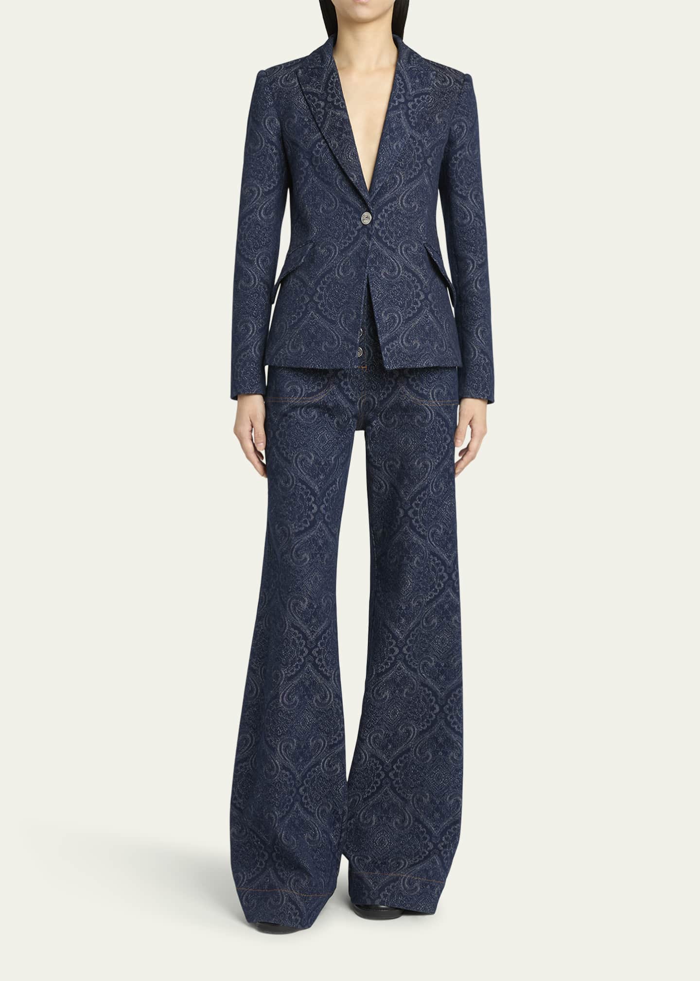 Etro Paisley-Print Denim Blazer Image 2 of 5