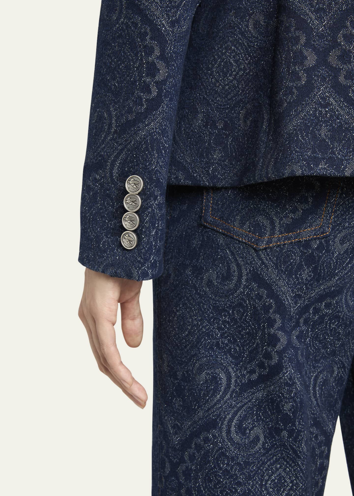 Etro Paisley-Print Denim Blazer Image 5 of 5