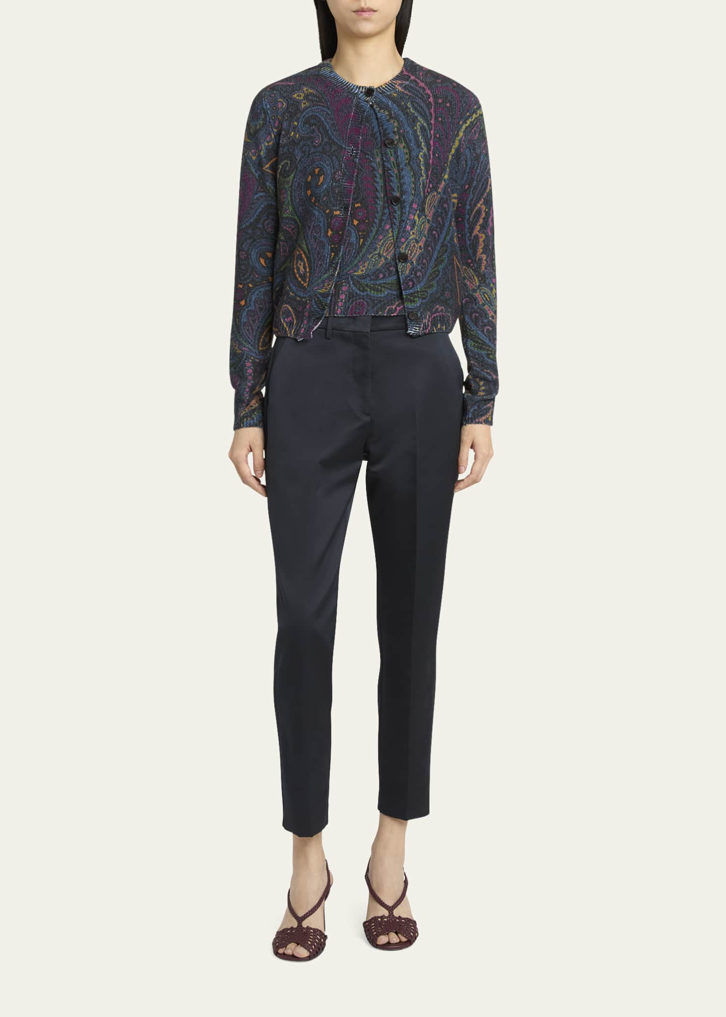 Etro Short-Sleeve Knit Paisley Sweater Image 2 of 5