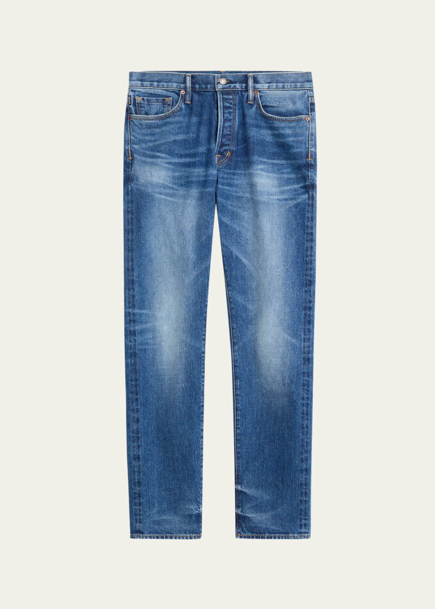 TOM FORD Men's Light Wash Selvedge Straight Fit Jeans - Bergdorf Goodman