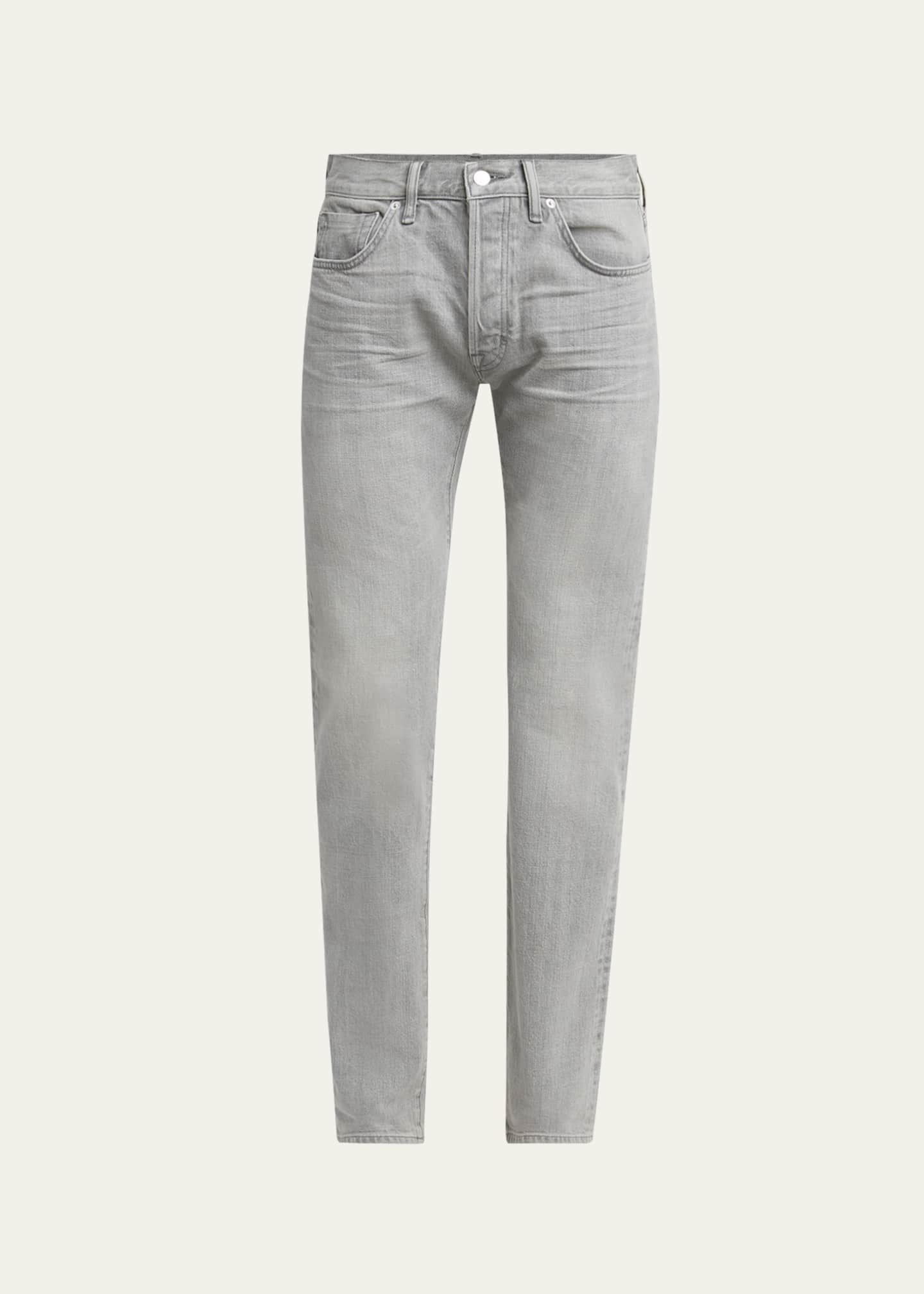 TOM FORD Men's Light Wash Selvedge Straight Fit Jeans, Grey