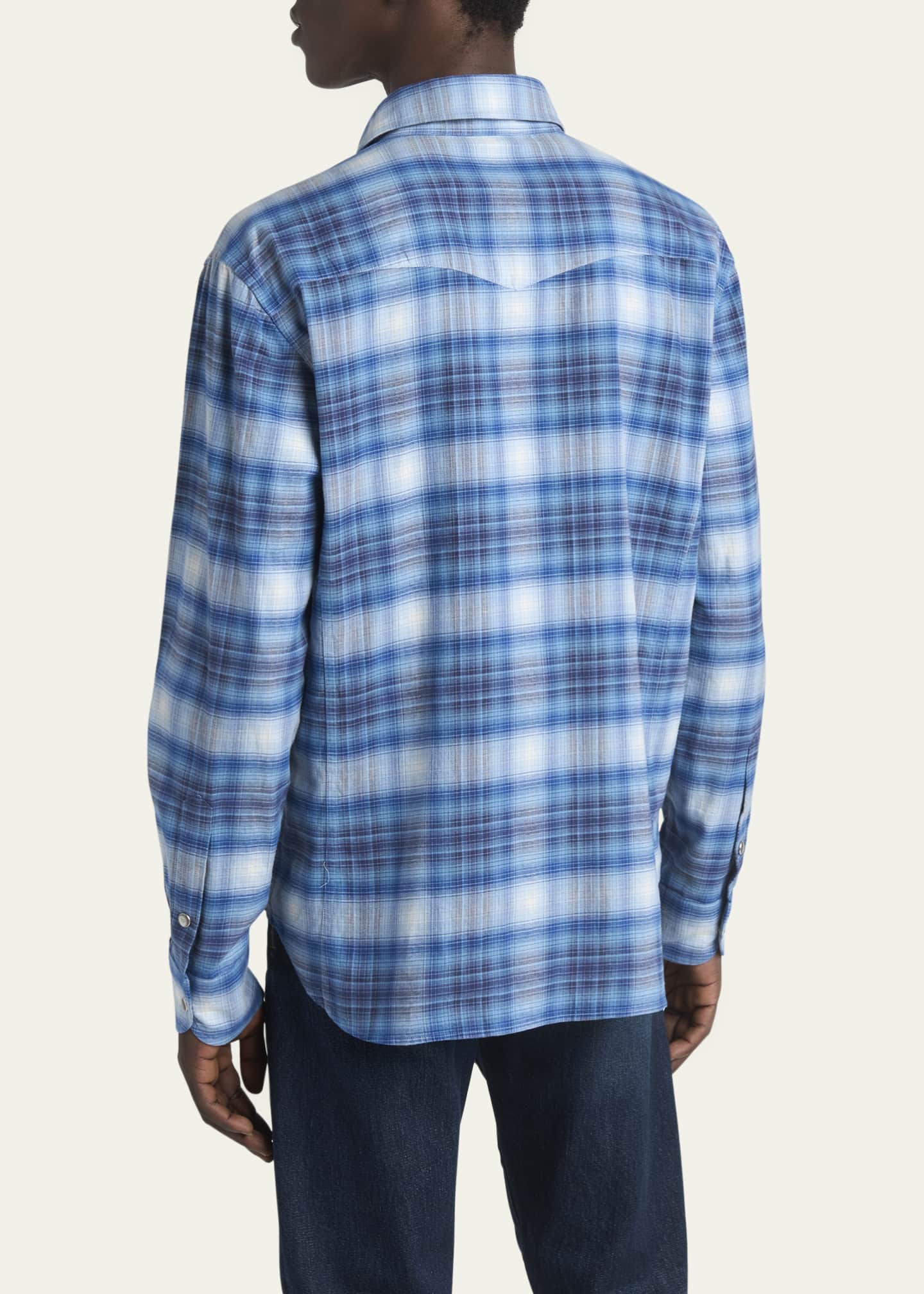 TOM FORD Men's Defused Check Slim Fit Western Shirt Image 3 of 5