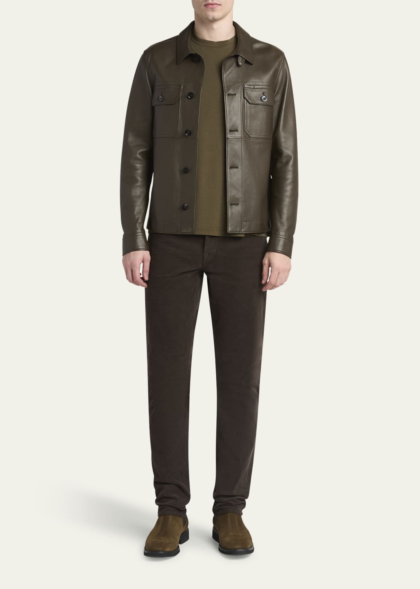 TOM FORD Men's Smooth Leather Double Pocket Overshirt Image 2 of 5