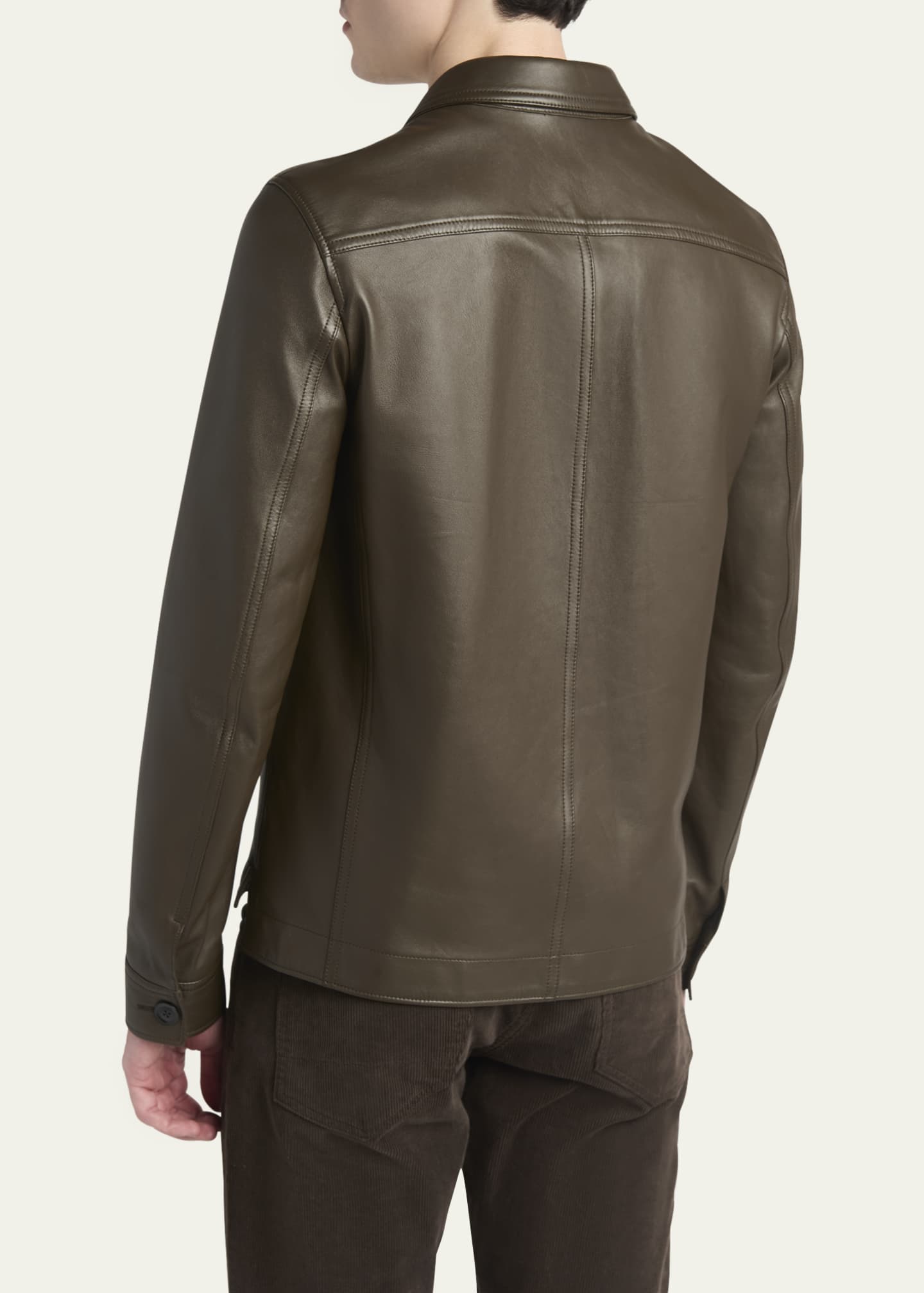 TOM FORD Men's Smooth Leather Double Pocket Overshirt Image 3 of 5