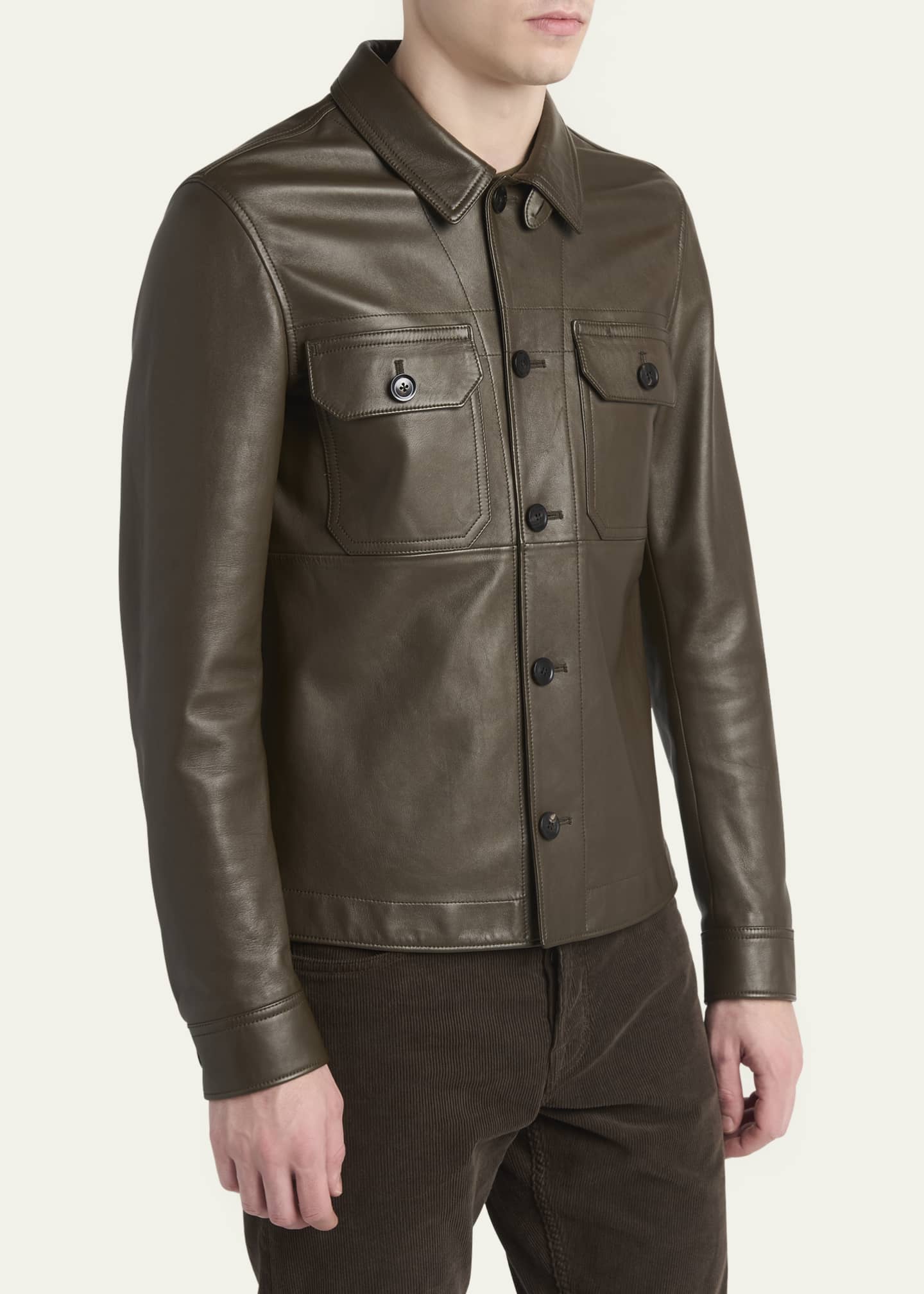 TOM FORD Men's Smooth Leather Double Pocket Overshirt Image 4 of 5