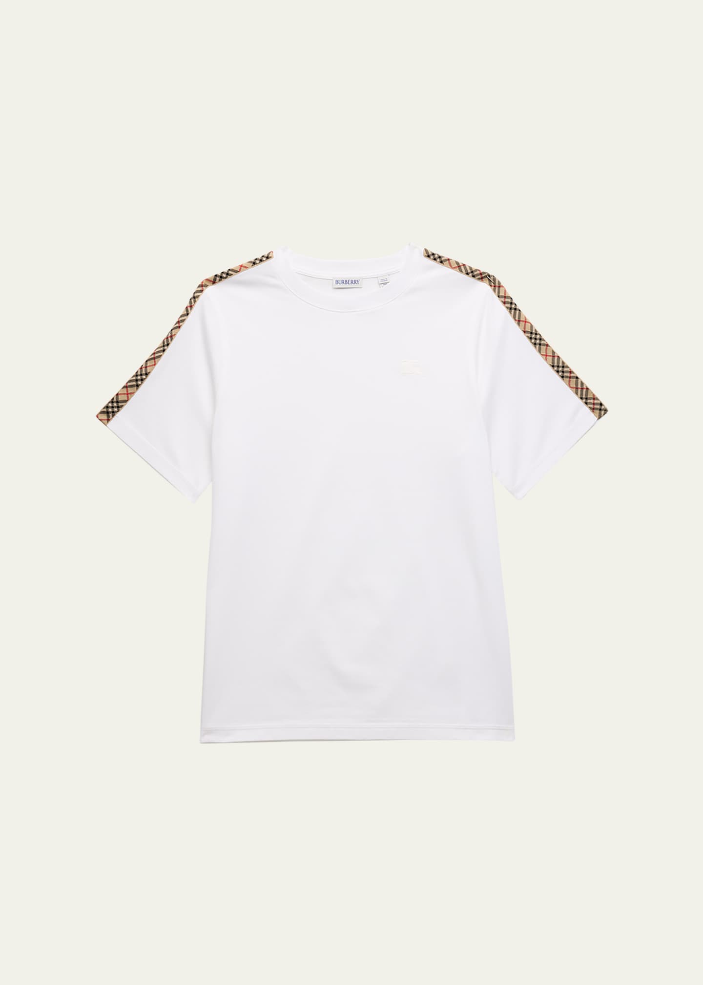 Burberry Girl's Cedar Check Tape Short-Sleeve Crewneck T-Shirt