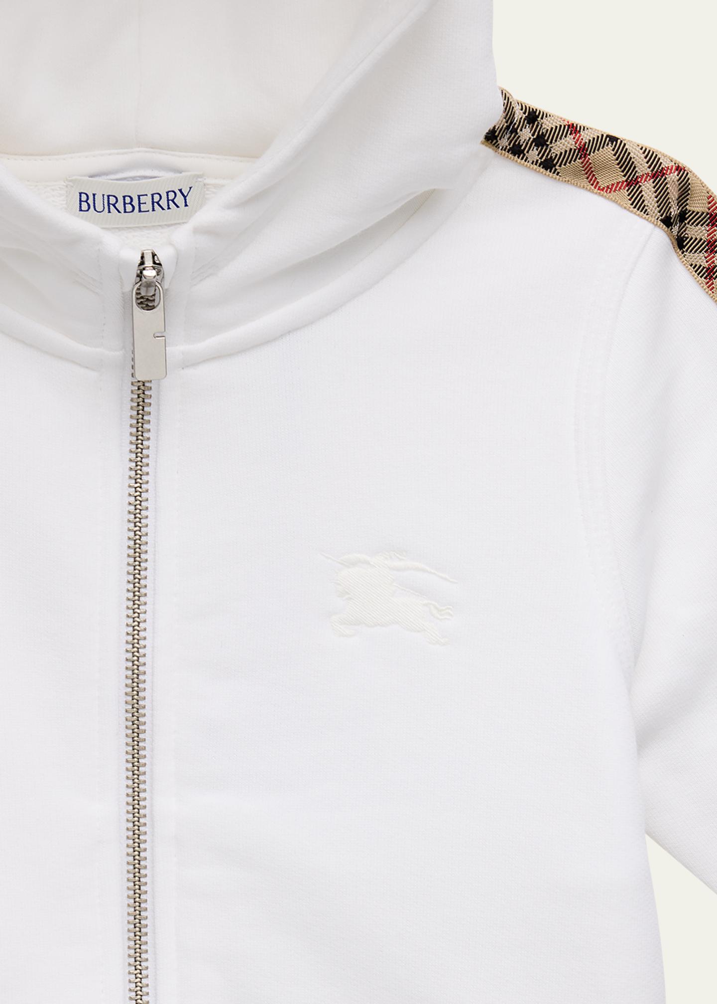 Burberry Girl's Elin Check Tape Zipped Hoodie, Size 3-14