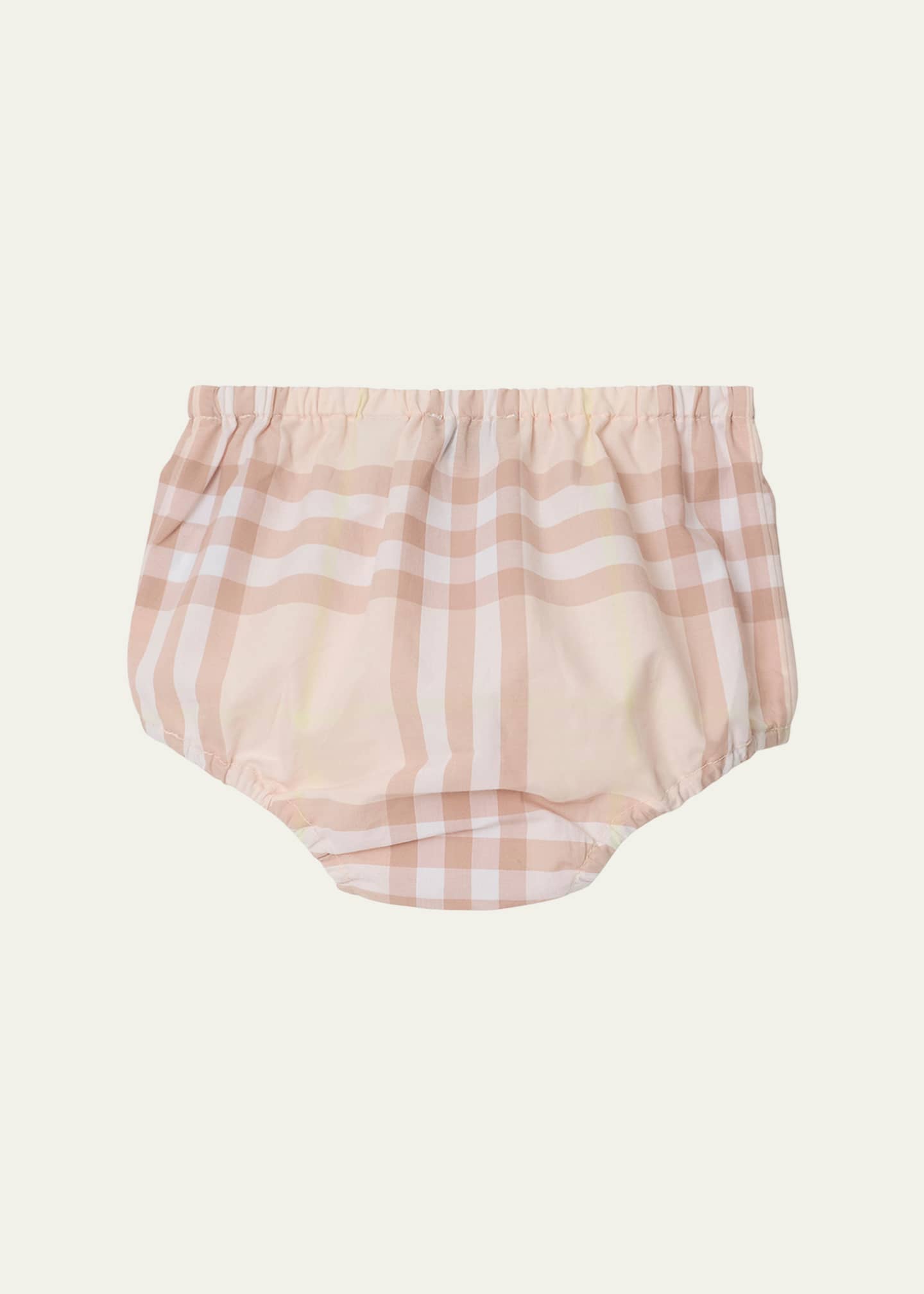 Burberry Girl's Geraldine Cotton Poplin Check Dress & Bloomers, Size Newborn-18M Image 5 of 5