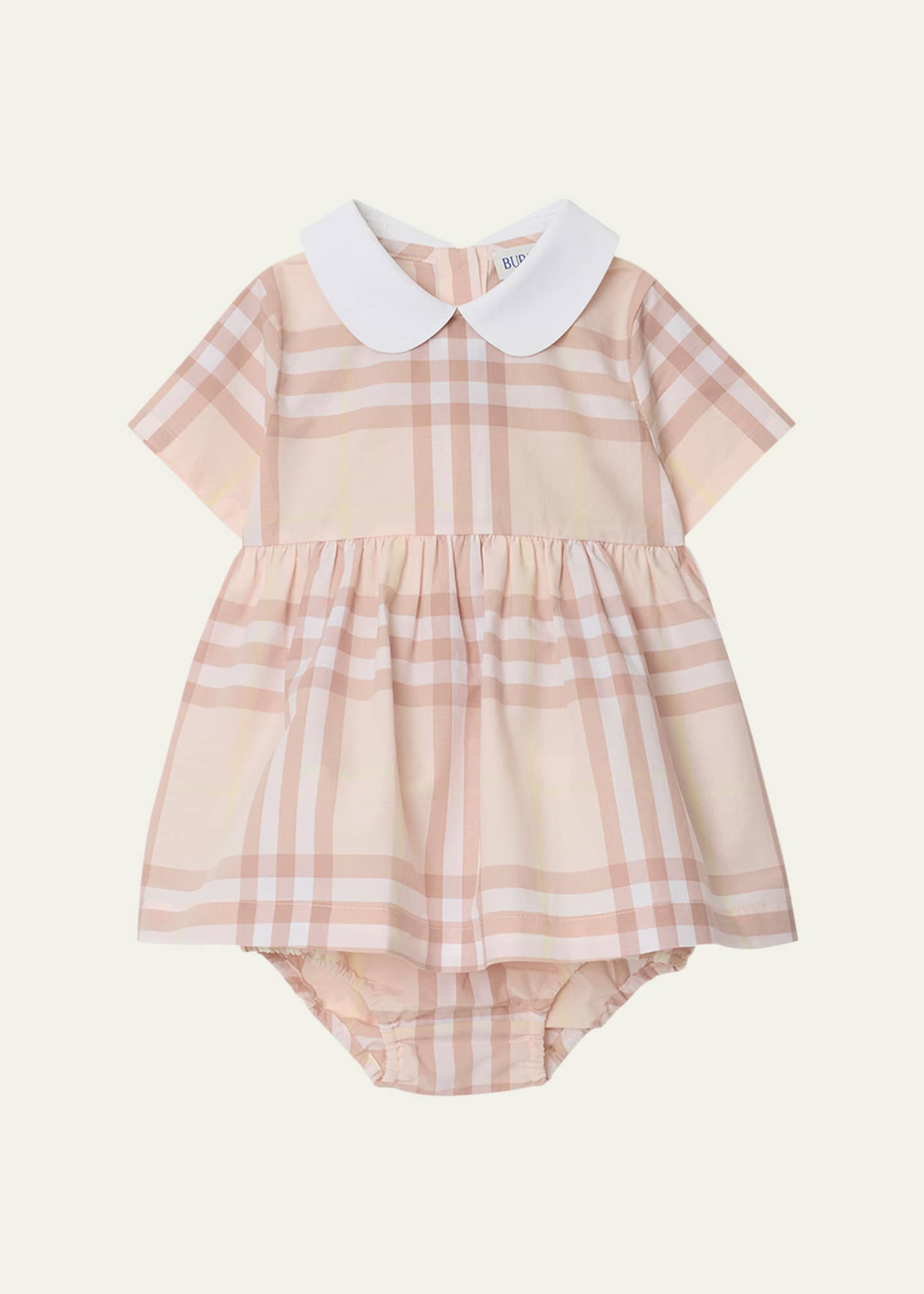 Burberry Girl's Geraldine Cotton Poplin Check Dress & Bloomers, Size Newborn-18M Image 1 of 5