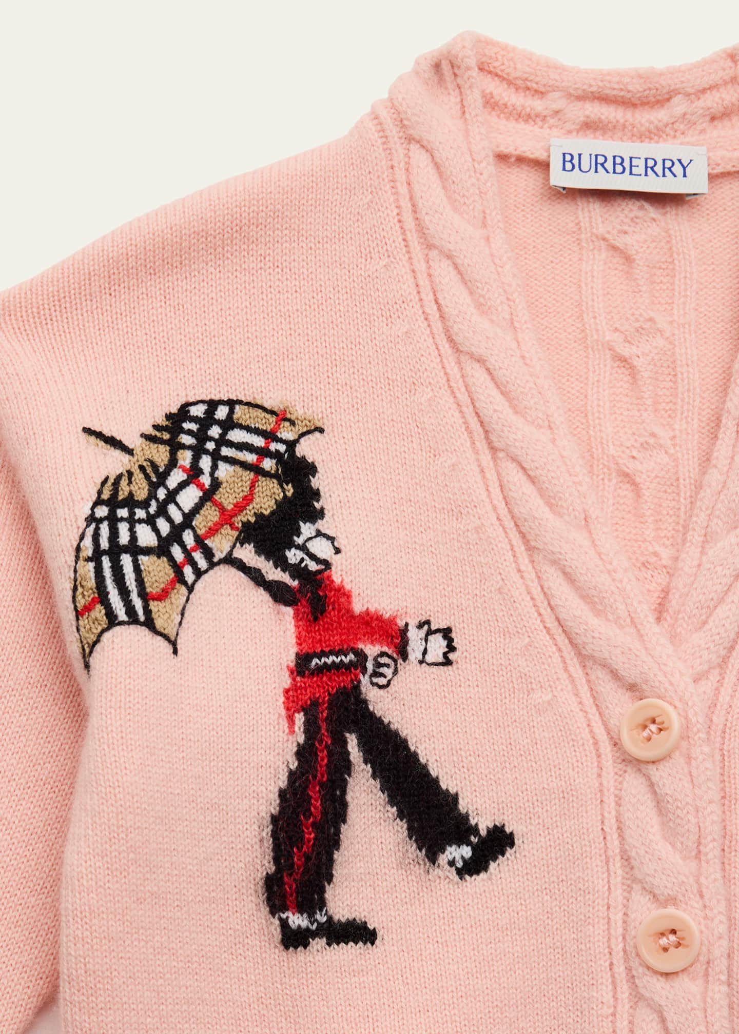 Burberry Girl's Romie Soldier-Intarsia Knit Cardigan, Size Newborn