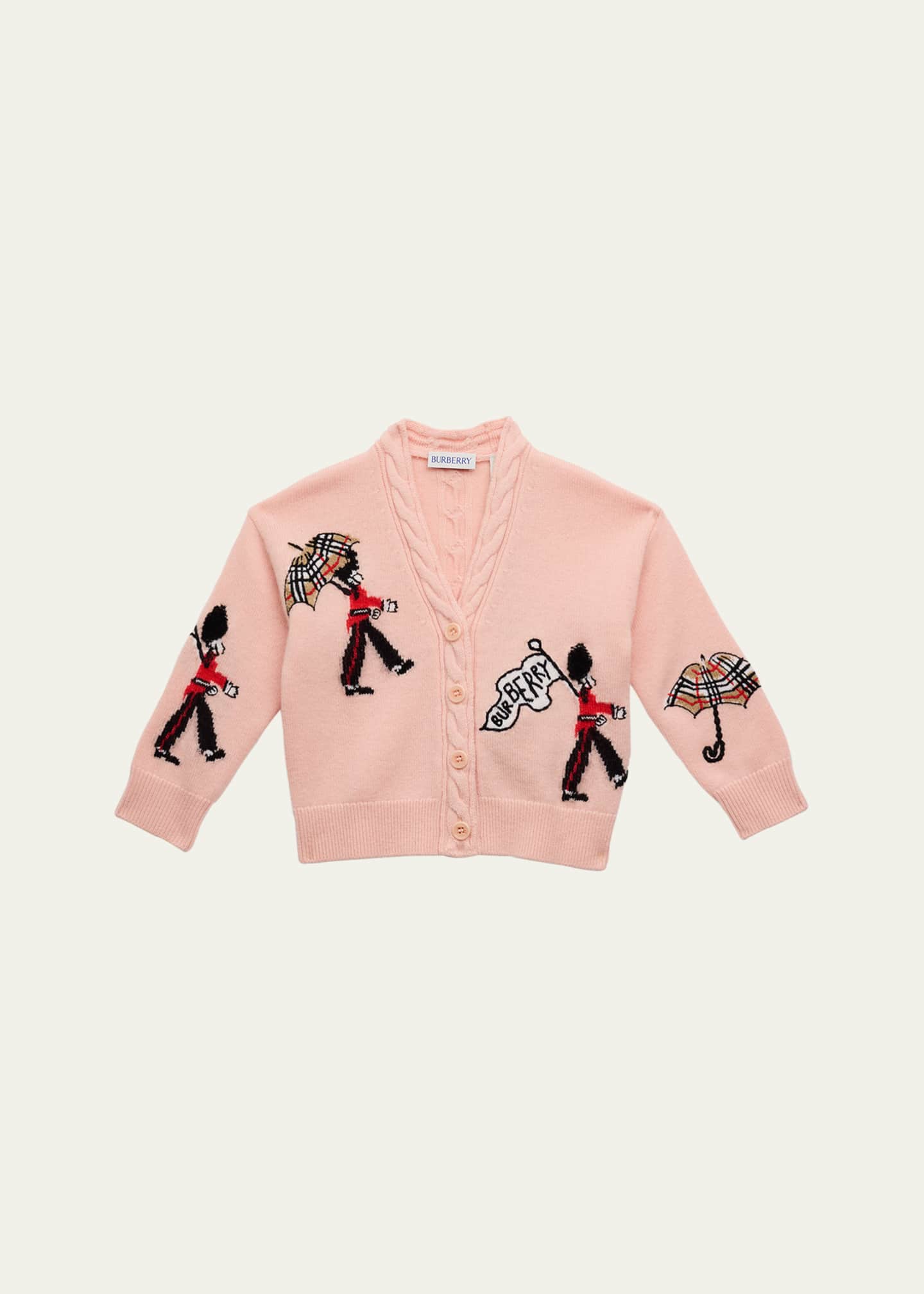 Burberry Girl's Romie Soldier-Intarsia Knit Cardigan, Size Newborn
