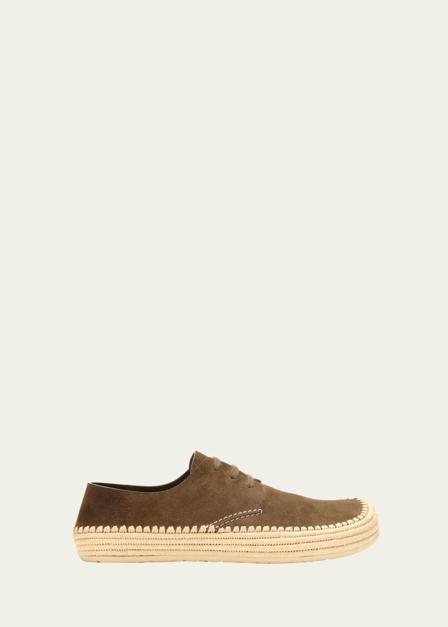 Loewe Men's Rio Suede and Raffia Lace-Up Shoes