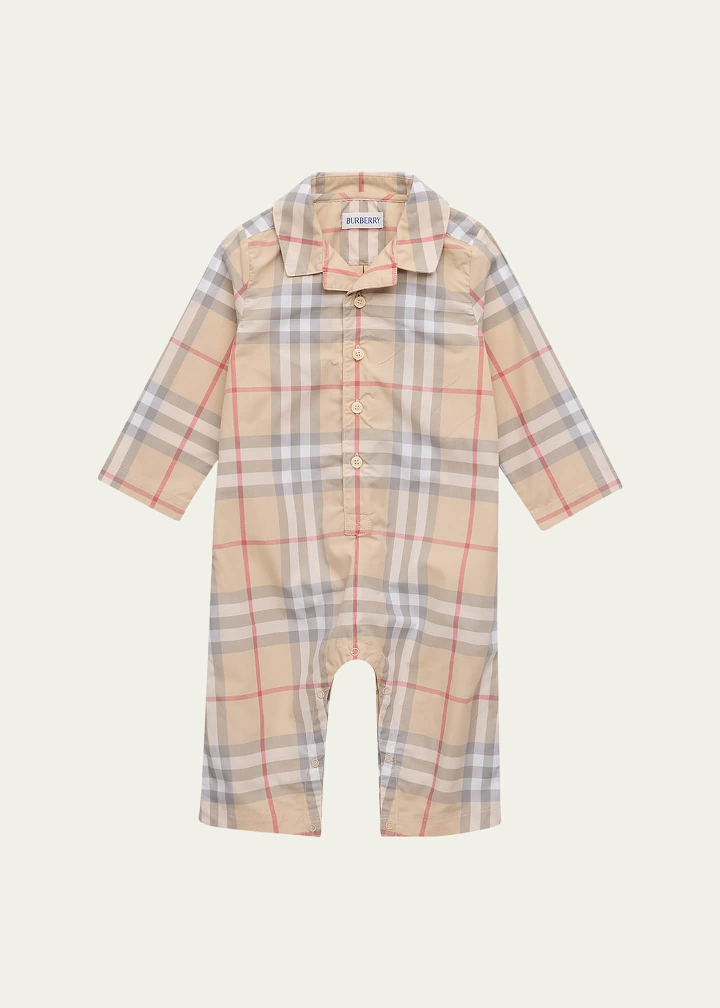 古着18 子供服　ブランド　BERBERRY Burberry Kid's Andreas Long-Sleeve Cotton Check Coveralls, Size