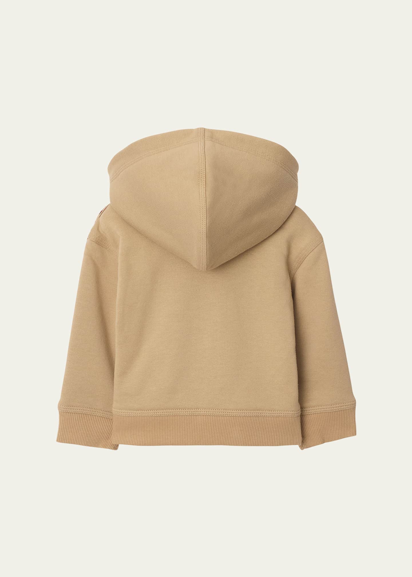 Burberry Kid's Clyde Check Tape Zip-Front Hoodie, Size 6M-2