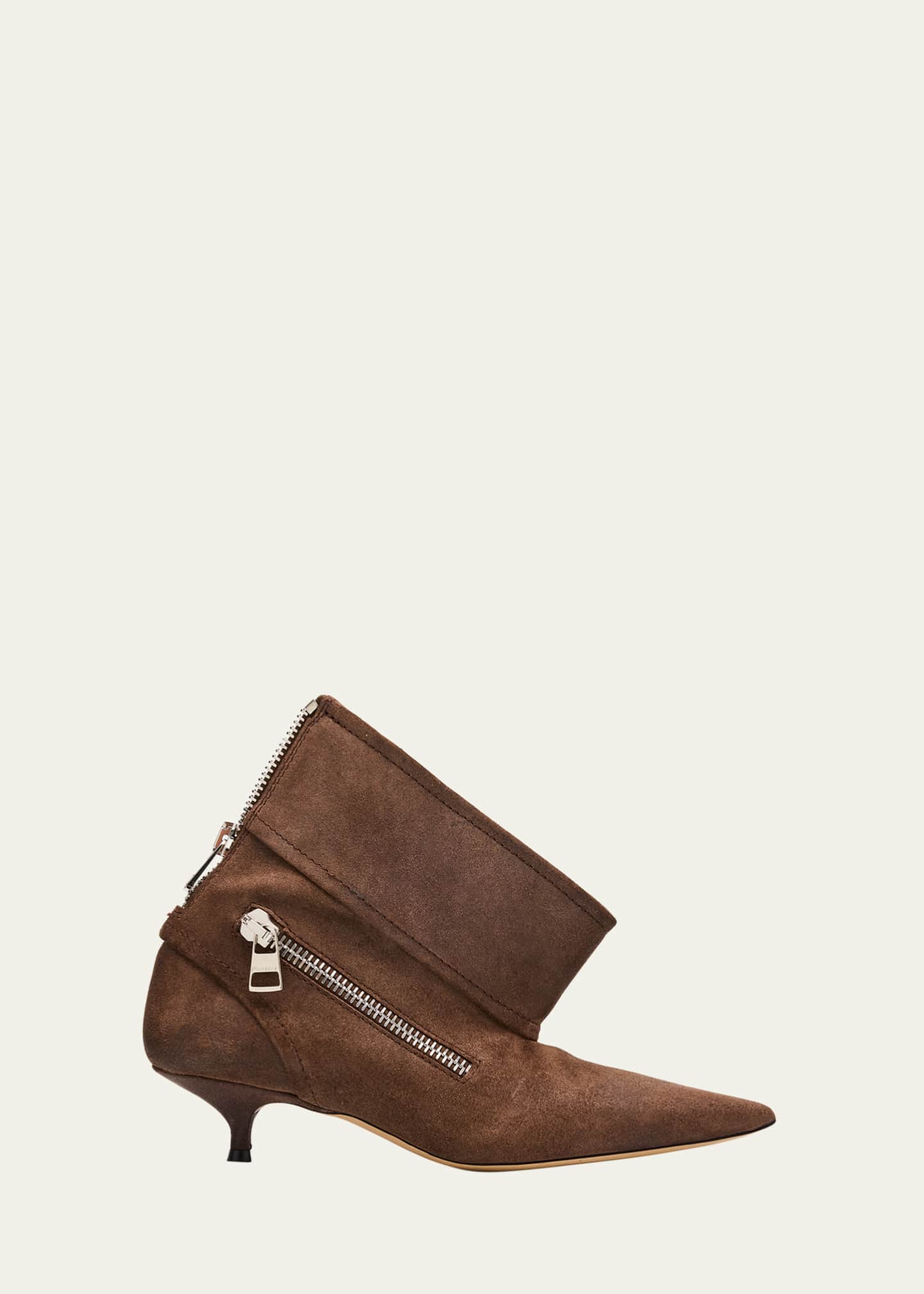 JW Anderson Biker Suede Kitten-Heel Booties Image 1 of 4