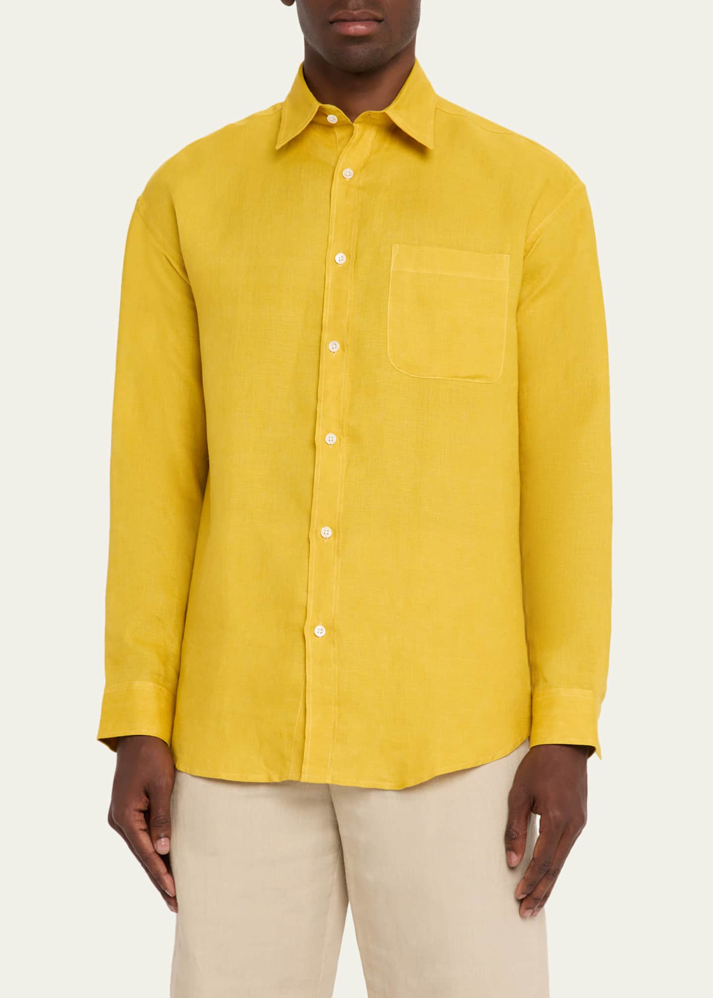Anderson & Sheppard Men's Long-Sleeve Linen Shirt Image 4 of 5