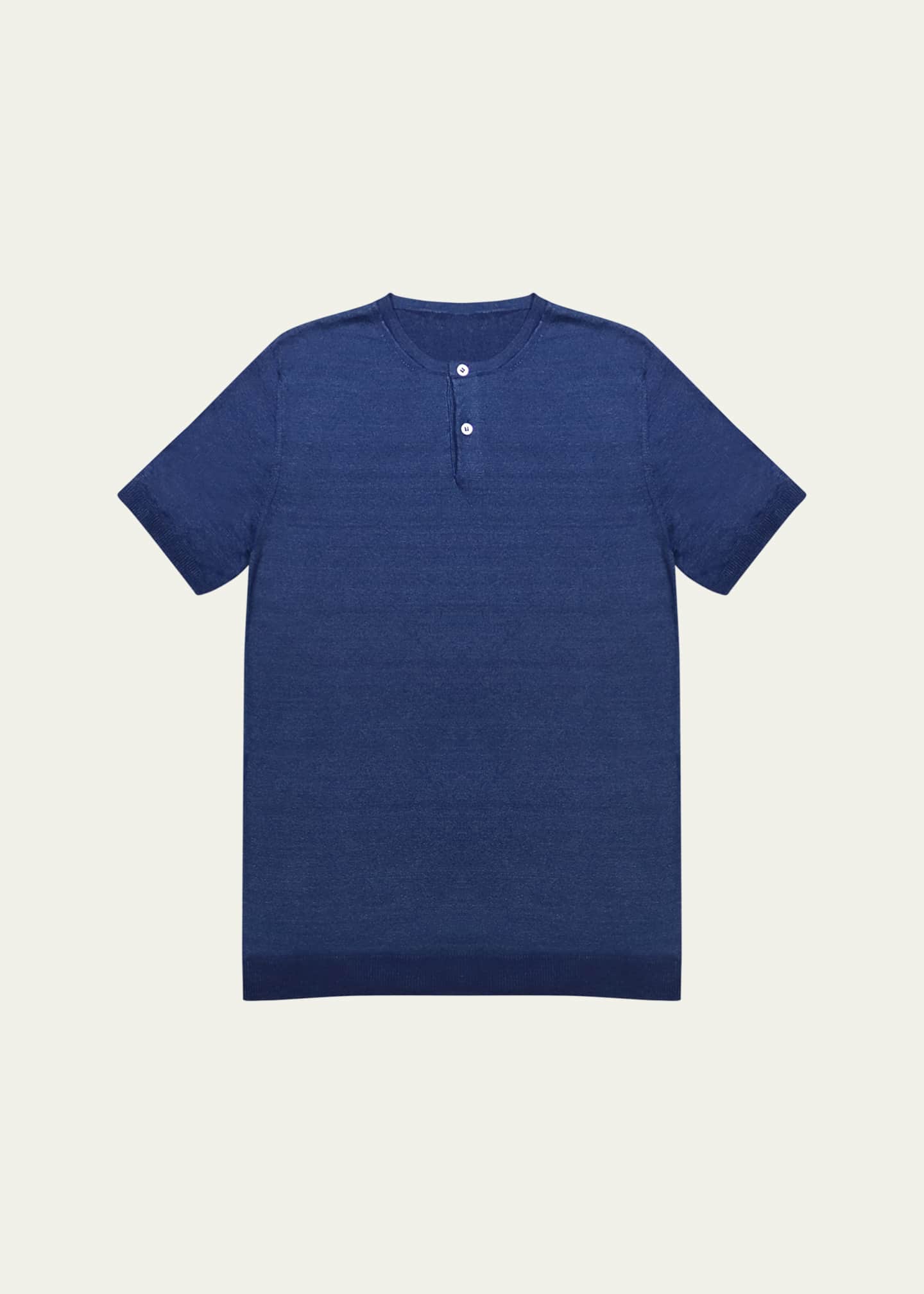 Anderson & Sheppard Men's Linen Knit Henley T-Shirt Image 1 of 2