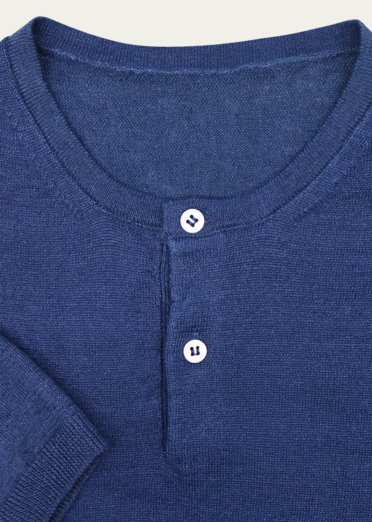 Anderson & Sheppard Men's Linen Knit Henley T-Shirt Image 2 of 2
