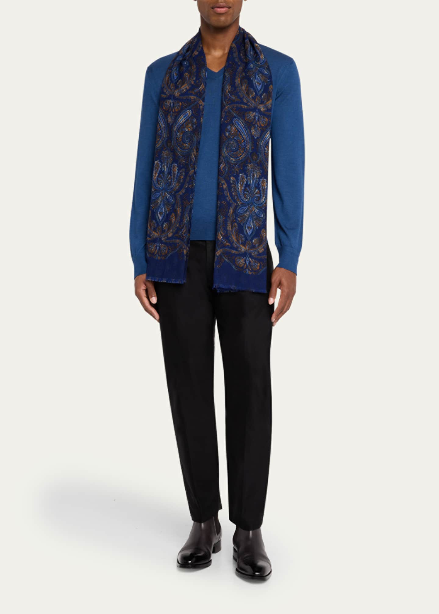 Anderson & Sheppard Soft Woollen Print Scarf Image 2 of 4