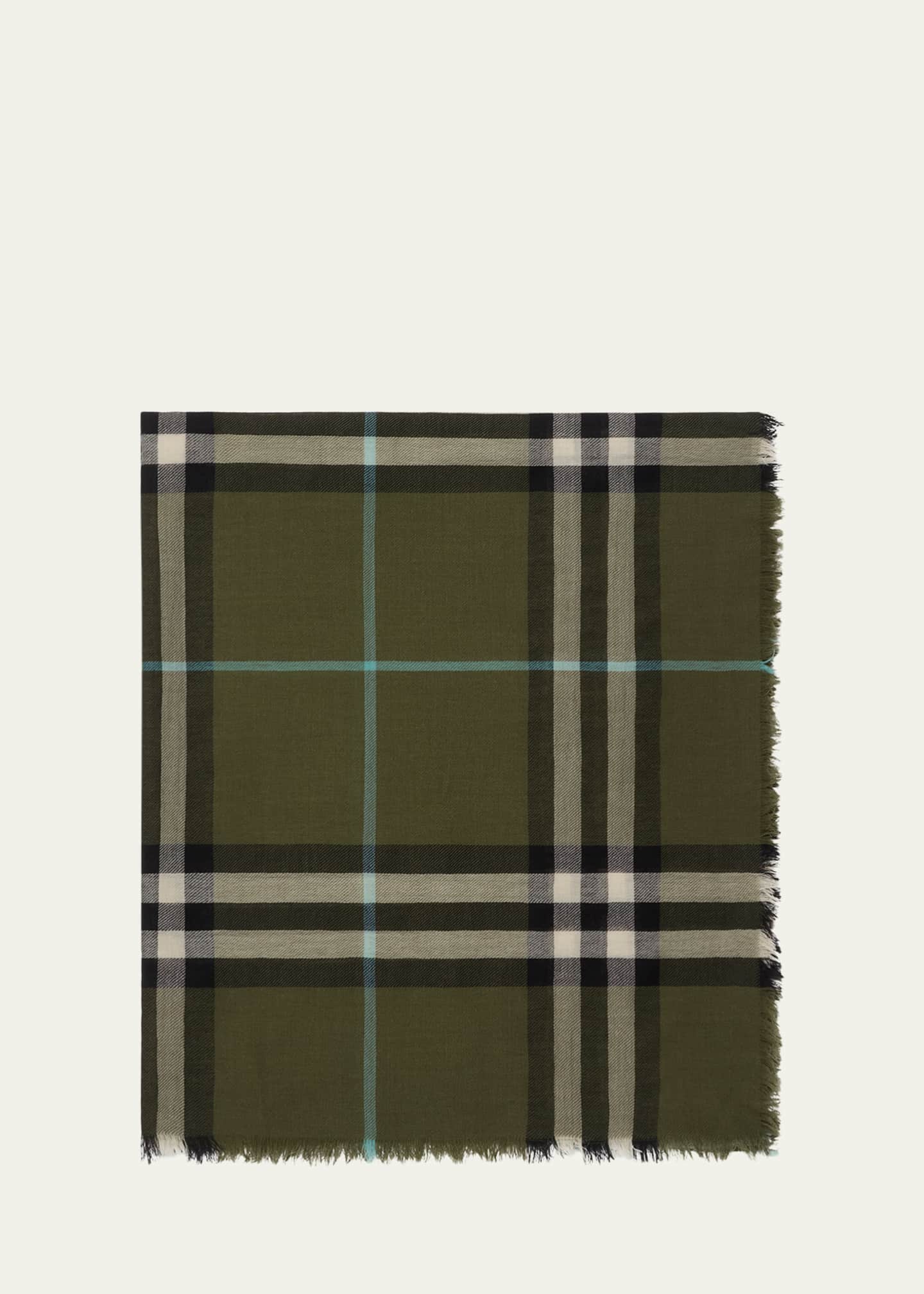 Burberry Wide Check Wool Scarf Image 2 of 2