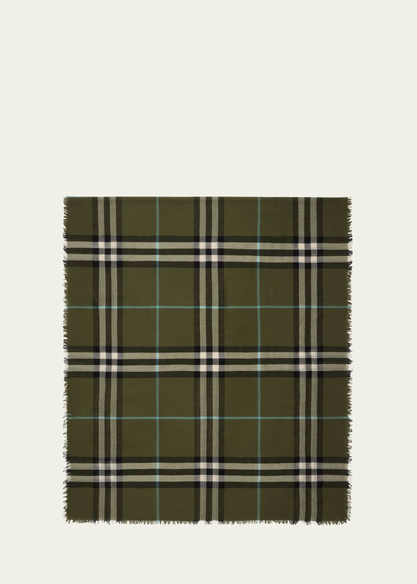 Burberry Wide Check Wool Scarf Image 1 of 2