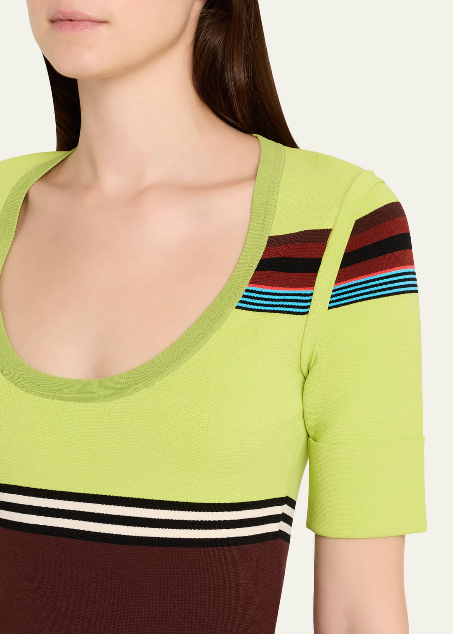 CHRISTOPHER JOHN ROGERS Striped Short-Sleeve Midi Dress - Bergdorf Goodman