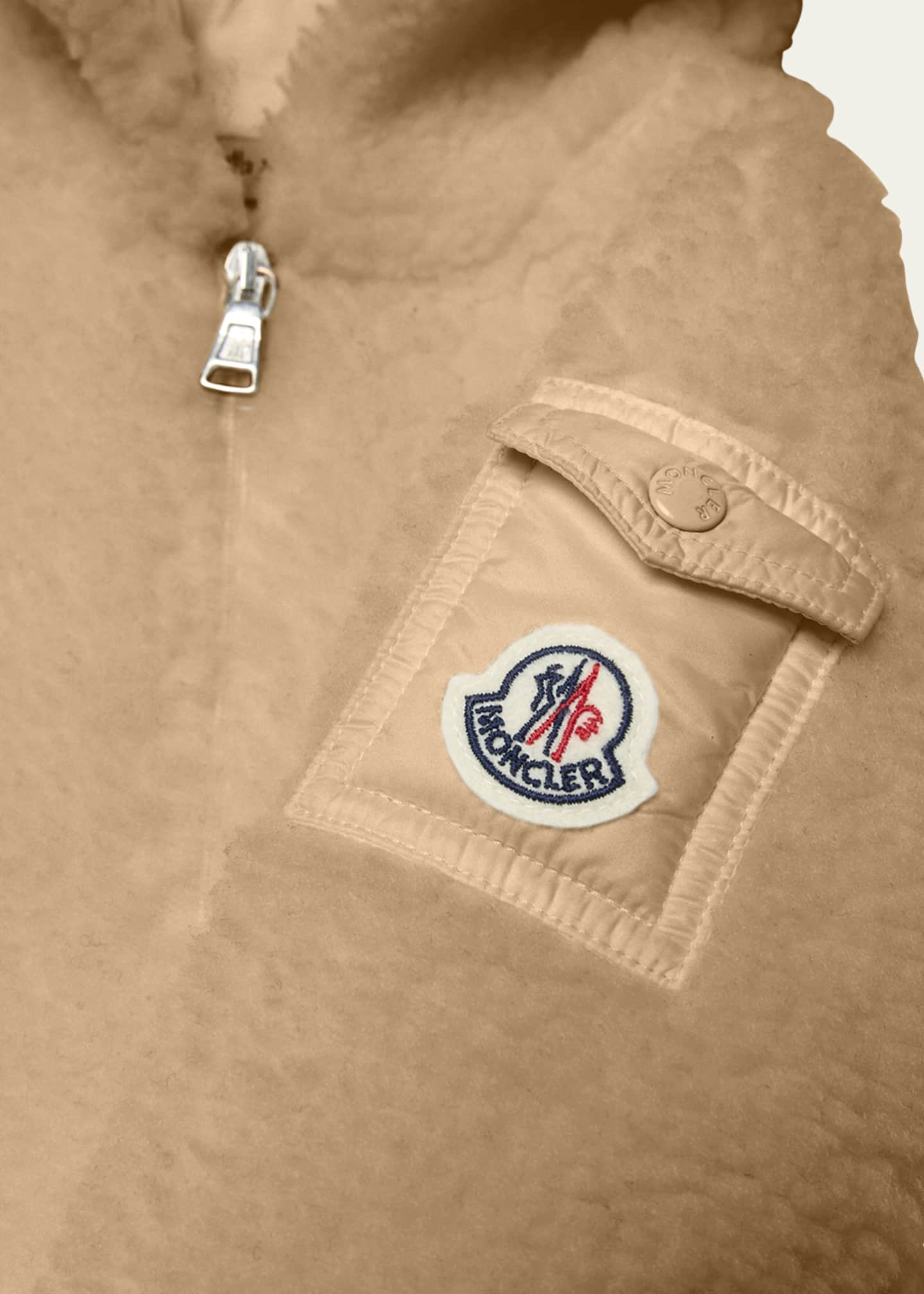 モンクレール カバーオール Moncler Boy's Teddy Ear Hood Zip-Front Romper, Size 1M-3