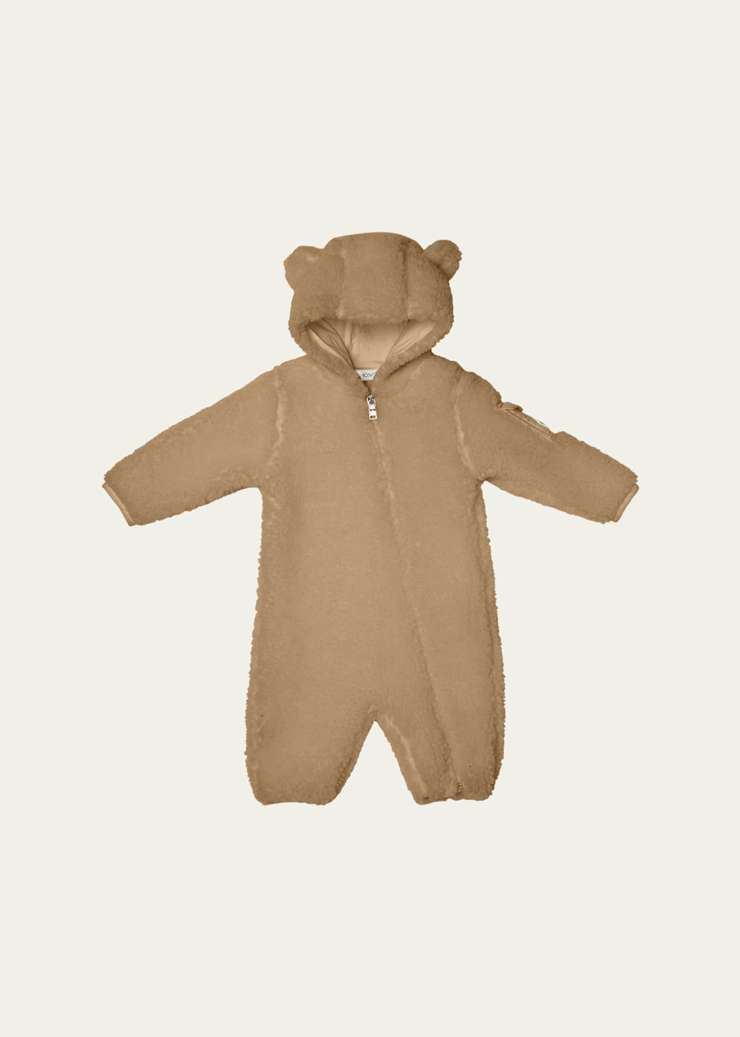 モンクレール カバーオール Moncler Boy's Teddy Ear Hood Zip-Front Romper, Size 1M-3